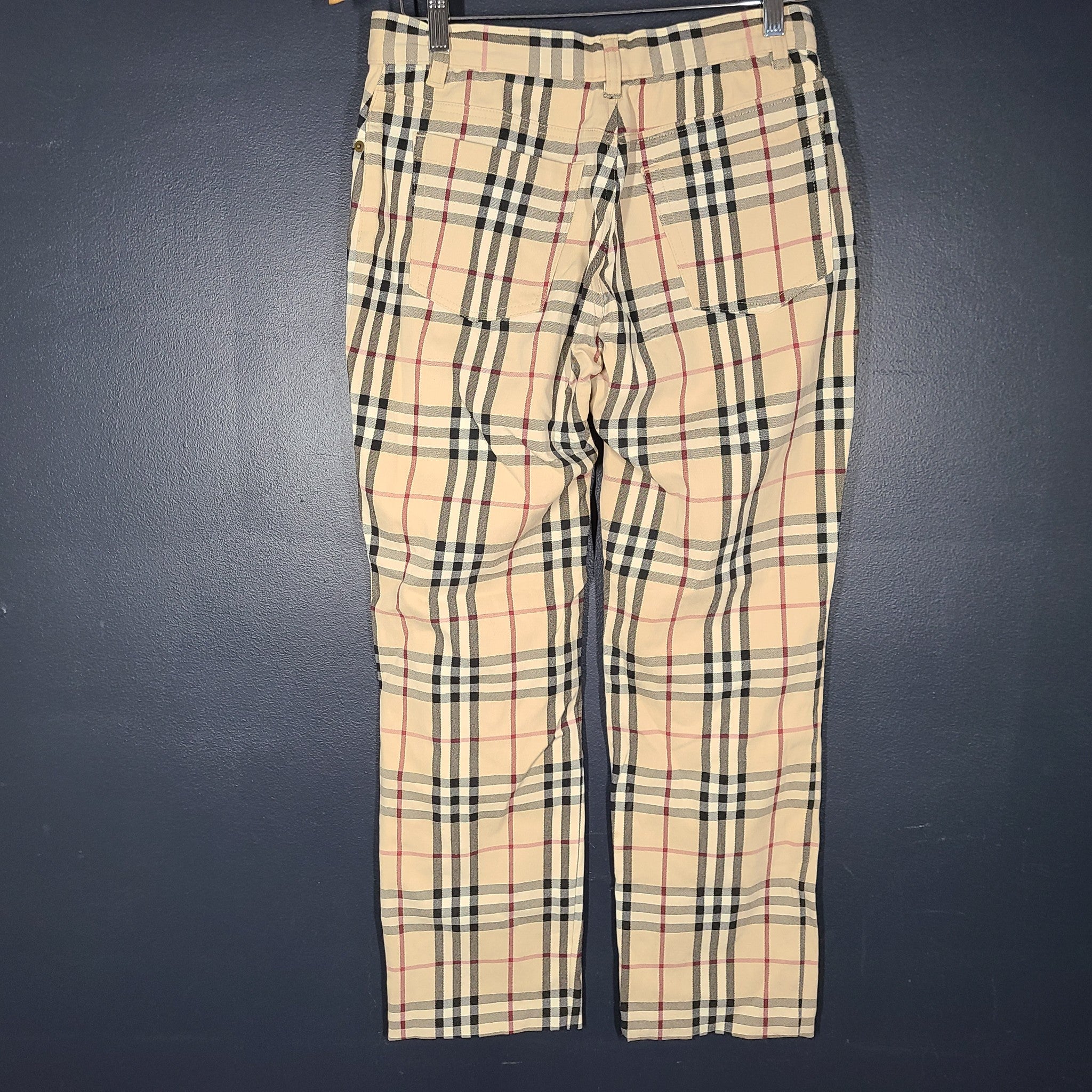 Burberry London Women's Vintage Straight Fit Contrast Check Cotton Pants 29"