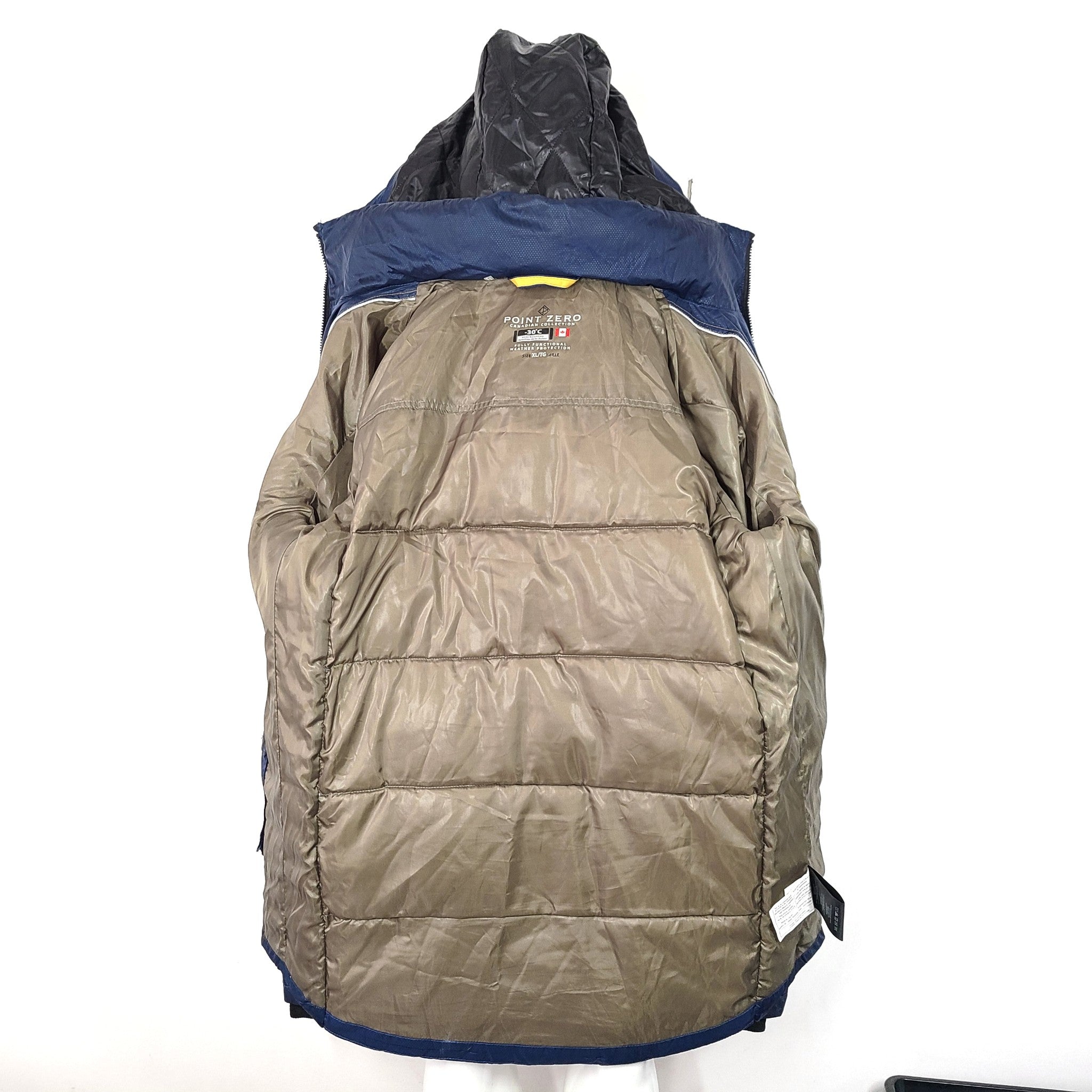 Point Zero Men's Carlyle Parka Puffer Jacket Bodywarmer Water-Repellent Blue XL