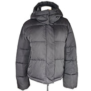 MNG Mango Women's Hooded Cropped Oversized Puffer Jacket Black Sz M