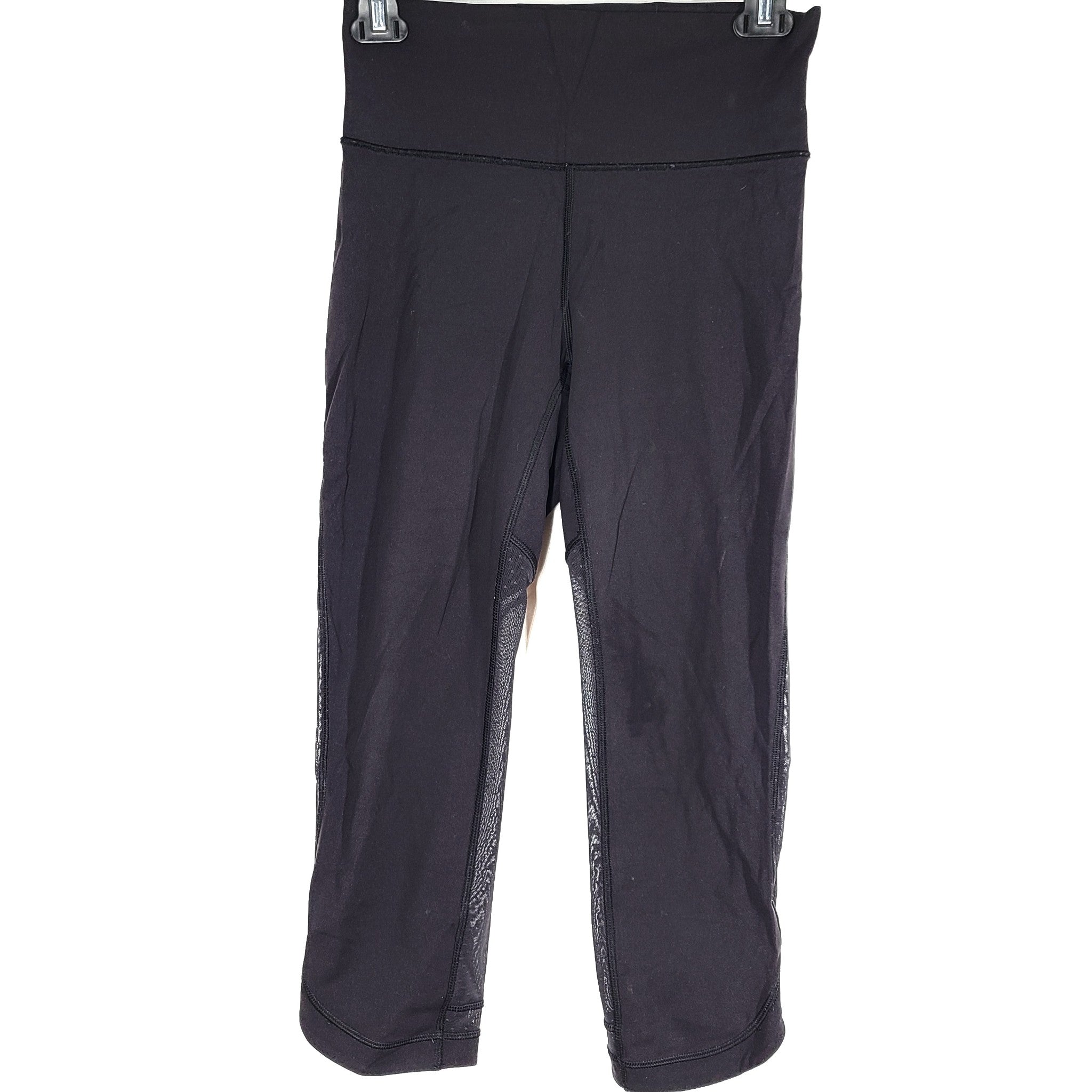 Lululemon Women's Revitalize Crop 21" Leggings Mesh Blocks Air Flow Black Sz 6