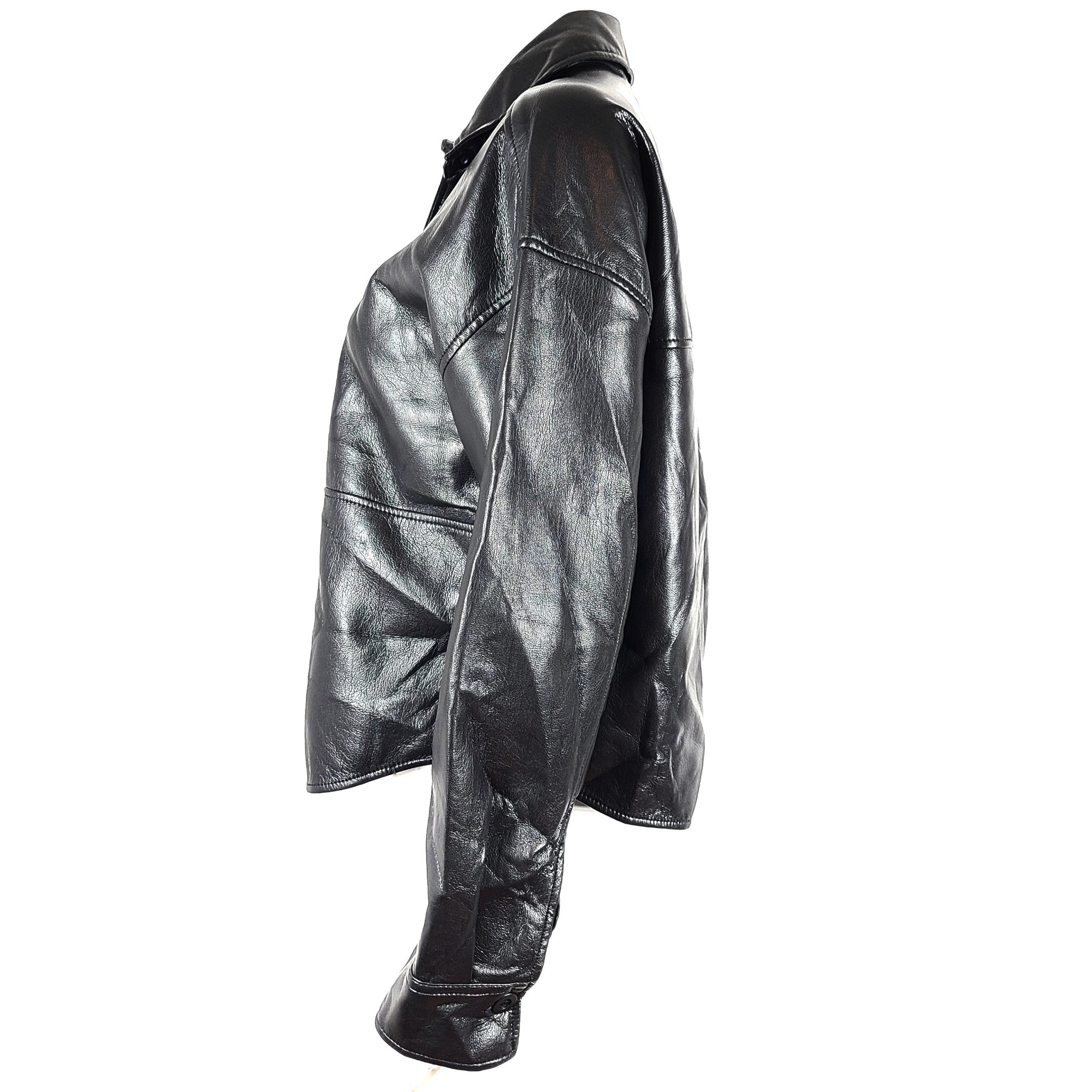 Aritzia Babaton Pelli Hip Shirt Jacket Relaxed Vegan Leather Shacket Black Sz S