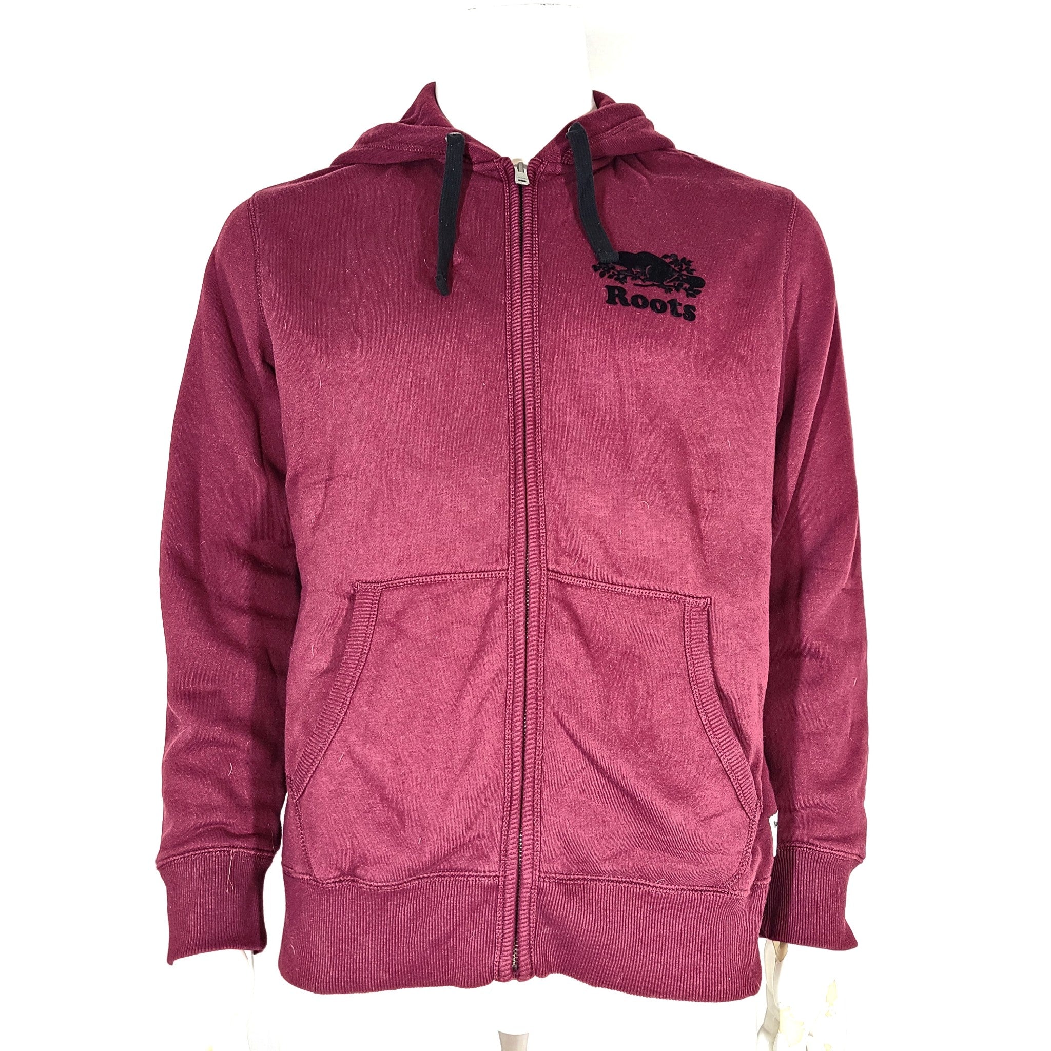 Roots Women's Organic Original Full Zip Hoodie Sweater Orange Sz M