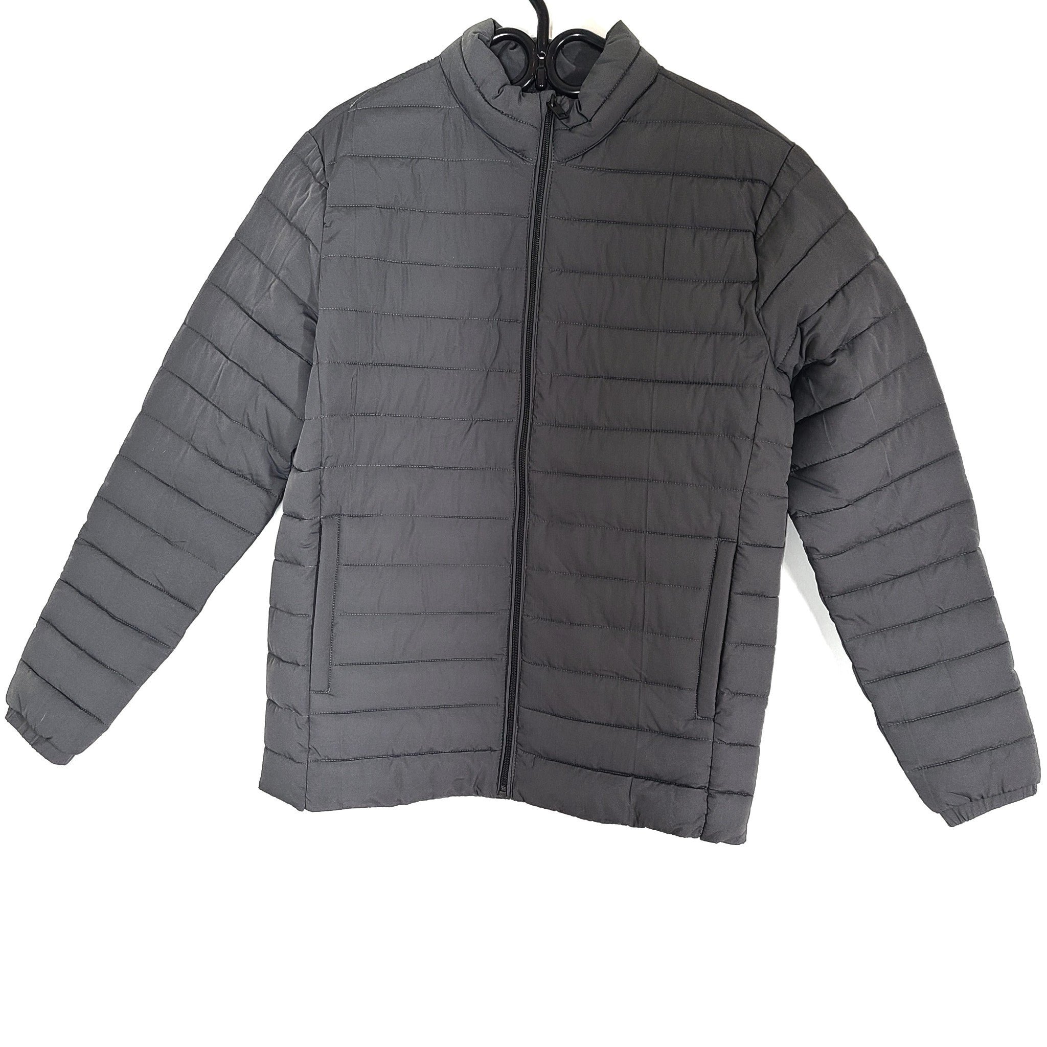Jack & Jones Men's Regular Fit High Stand-Up Collar Puffer Jacket Gray Sz S