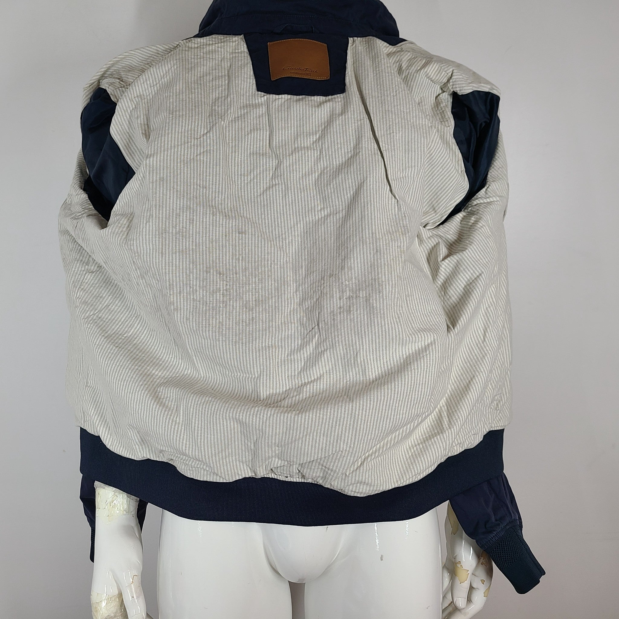 Emidio Tucci Men's Full Zip Jacket Lined Cotton Navy Blue Sz S
