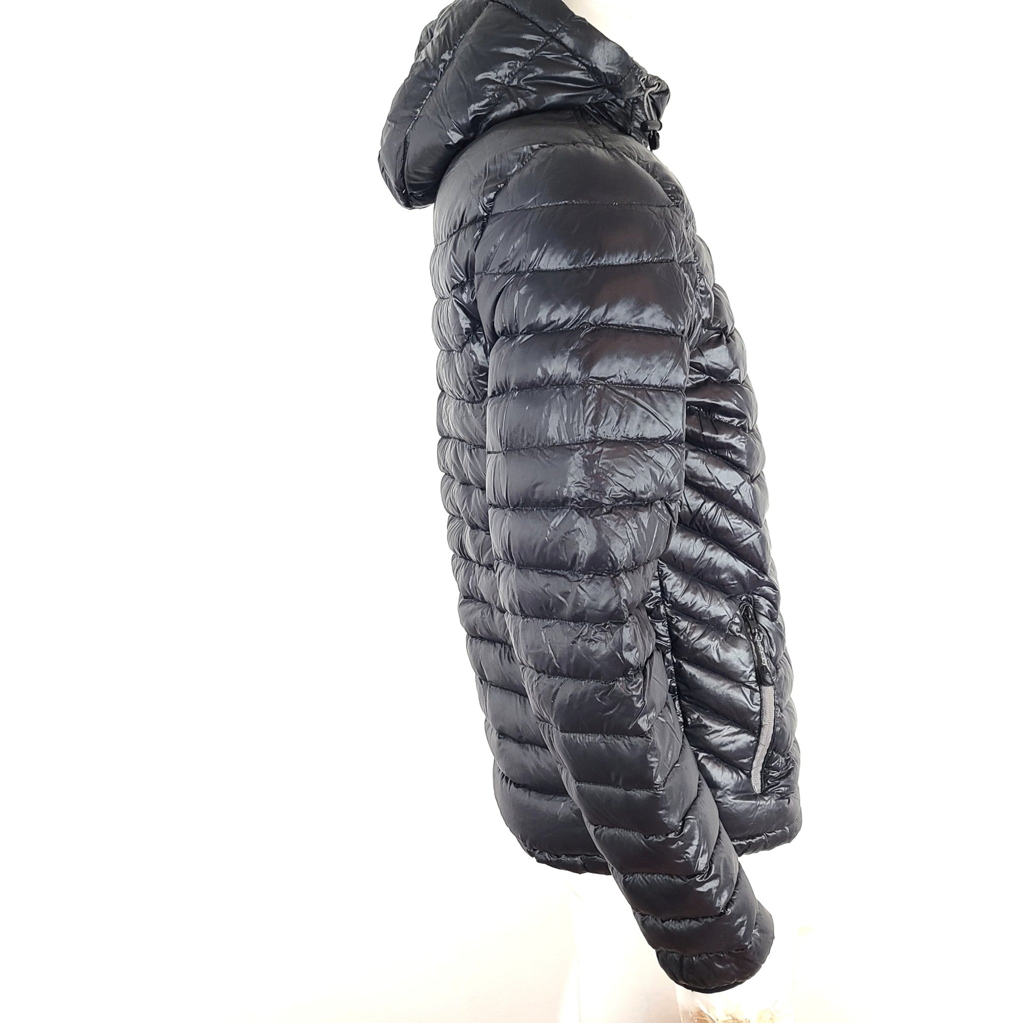 Lacordee Men's Hooded Jacket Down Nylon Filling Lightweight Black Sz S