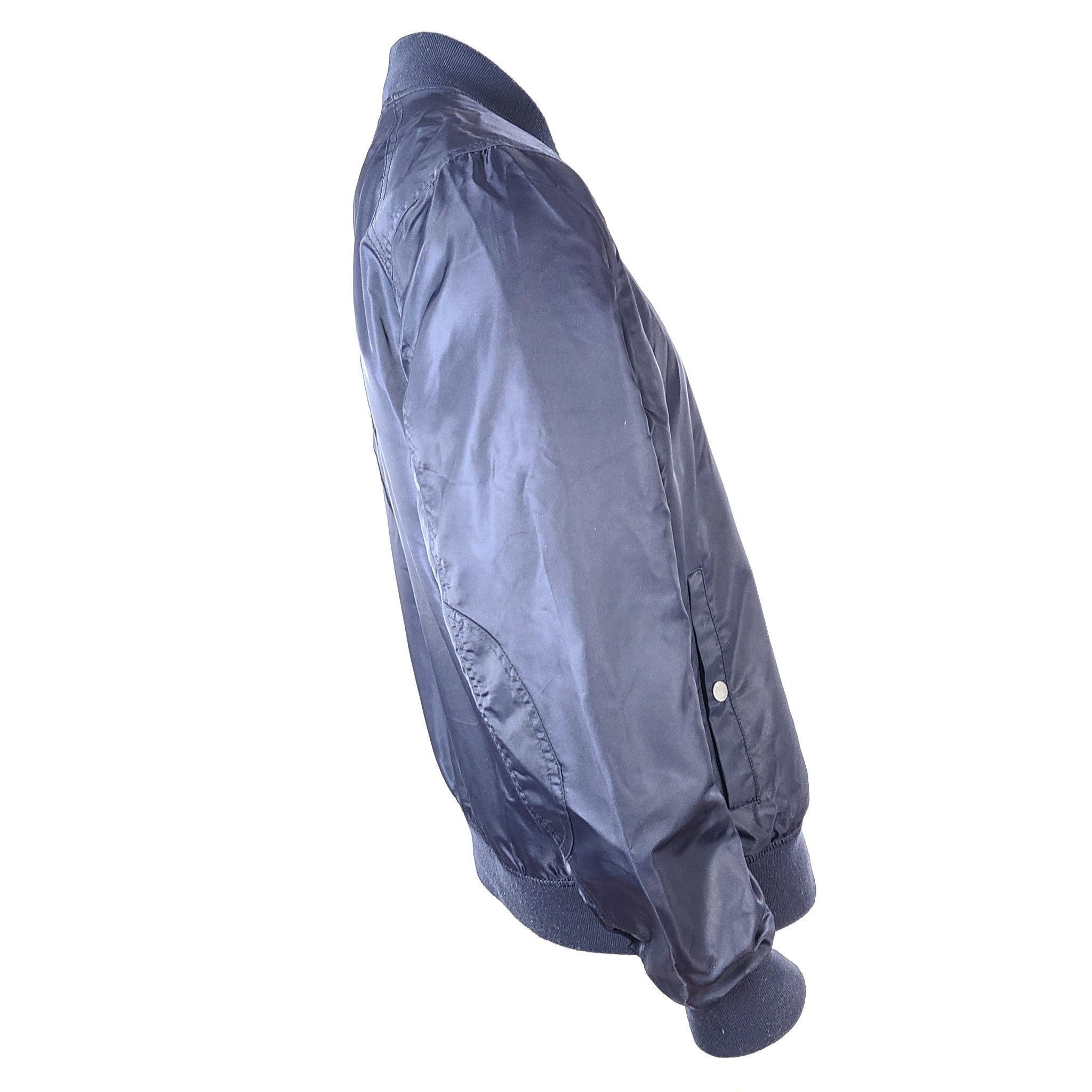 Guess Men's Bomber Jacket Nylon Embroidered Navy Blue Sz L READ