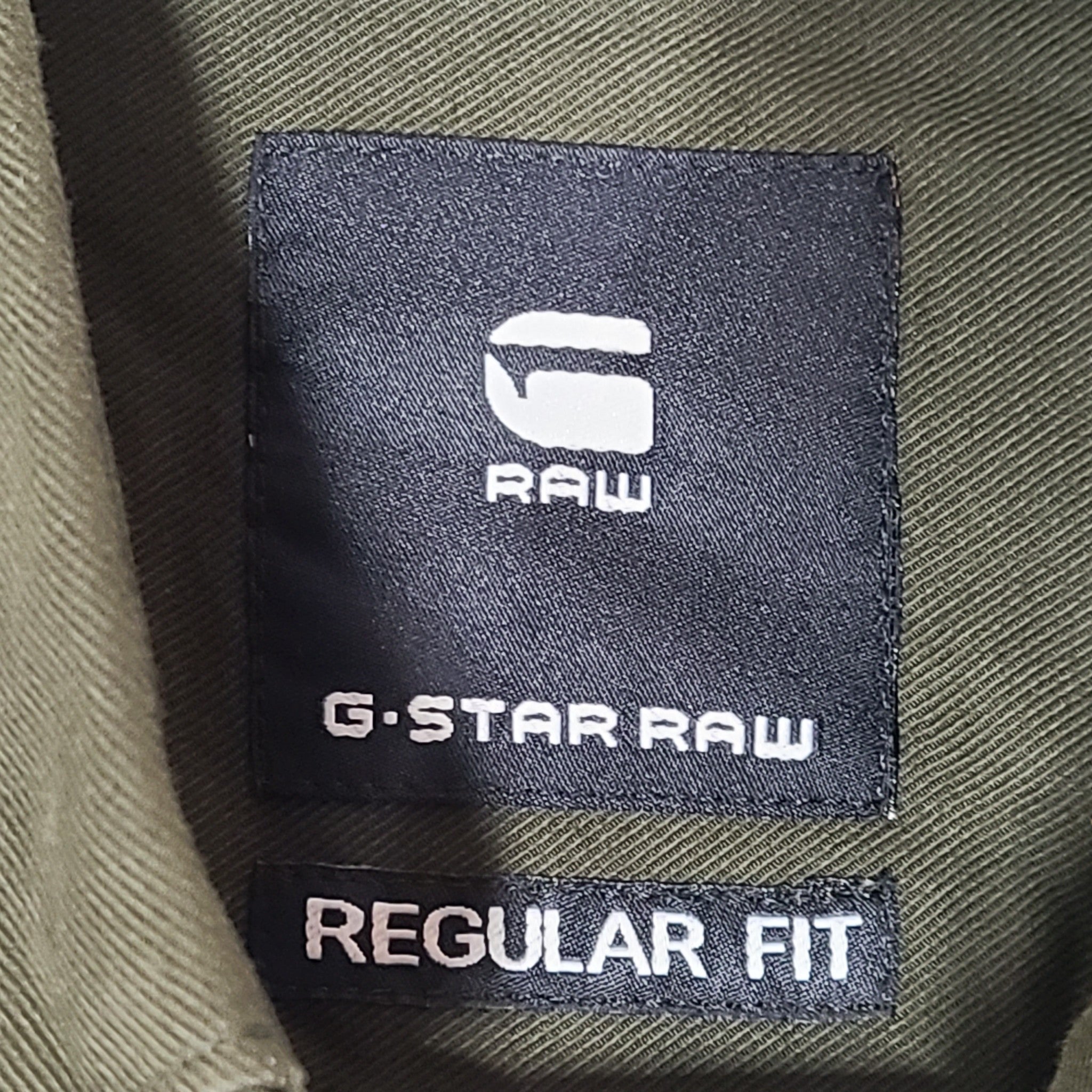 G-Star RAW Men's Marine Shirt Regular Fit Buttoned Dark Olive Green Cotton Sz XL