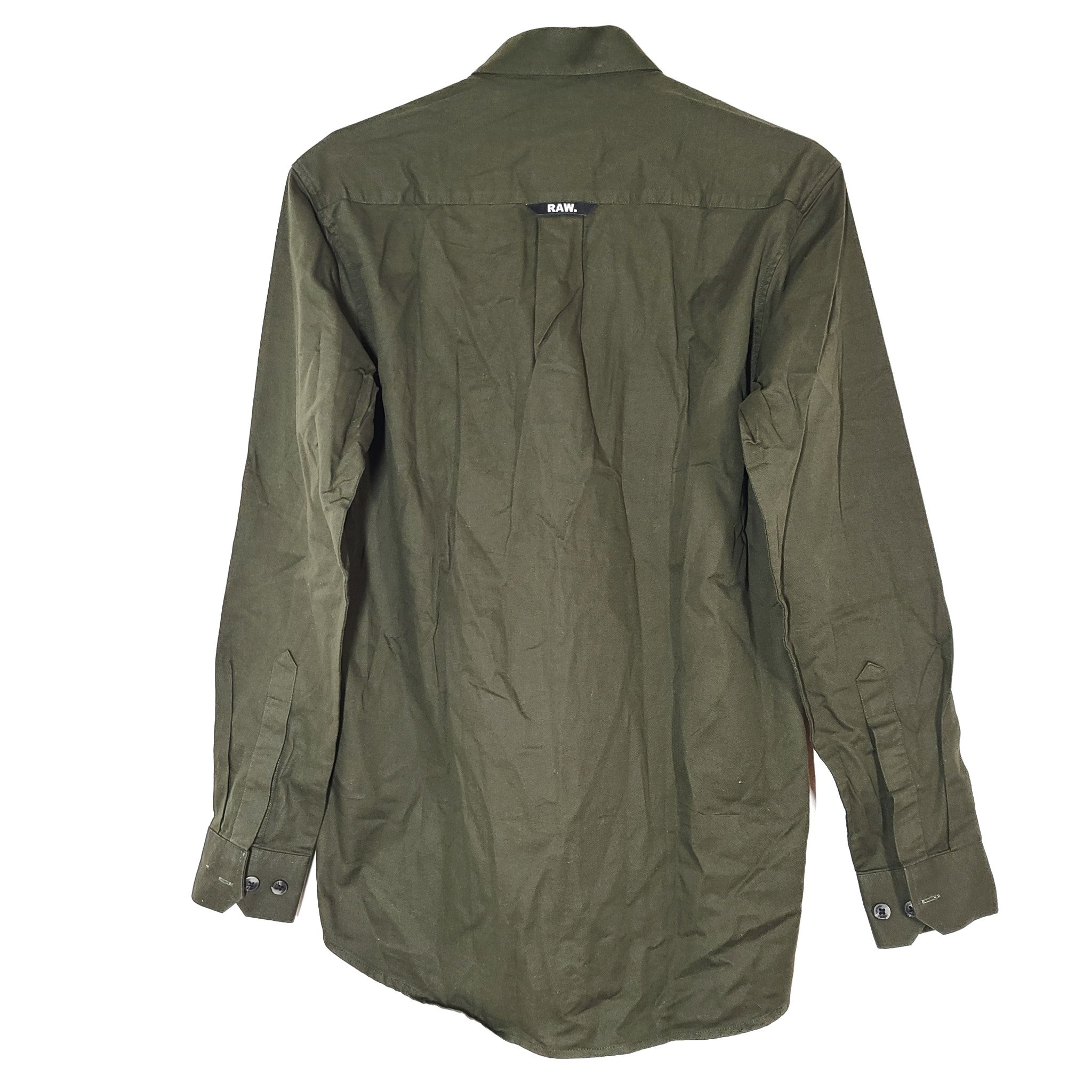 G-Star RAW Men's Marine Shirt Regular Fit Buttoned Dark Olive Green Cotton Sz XL