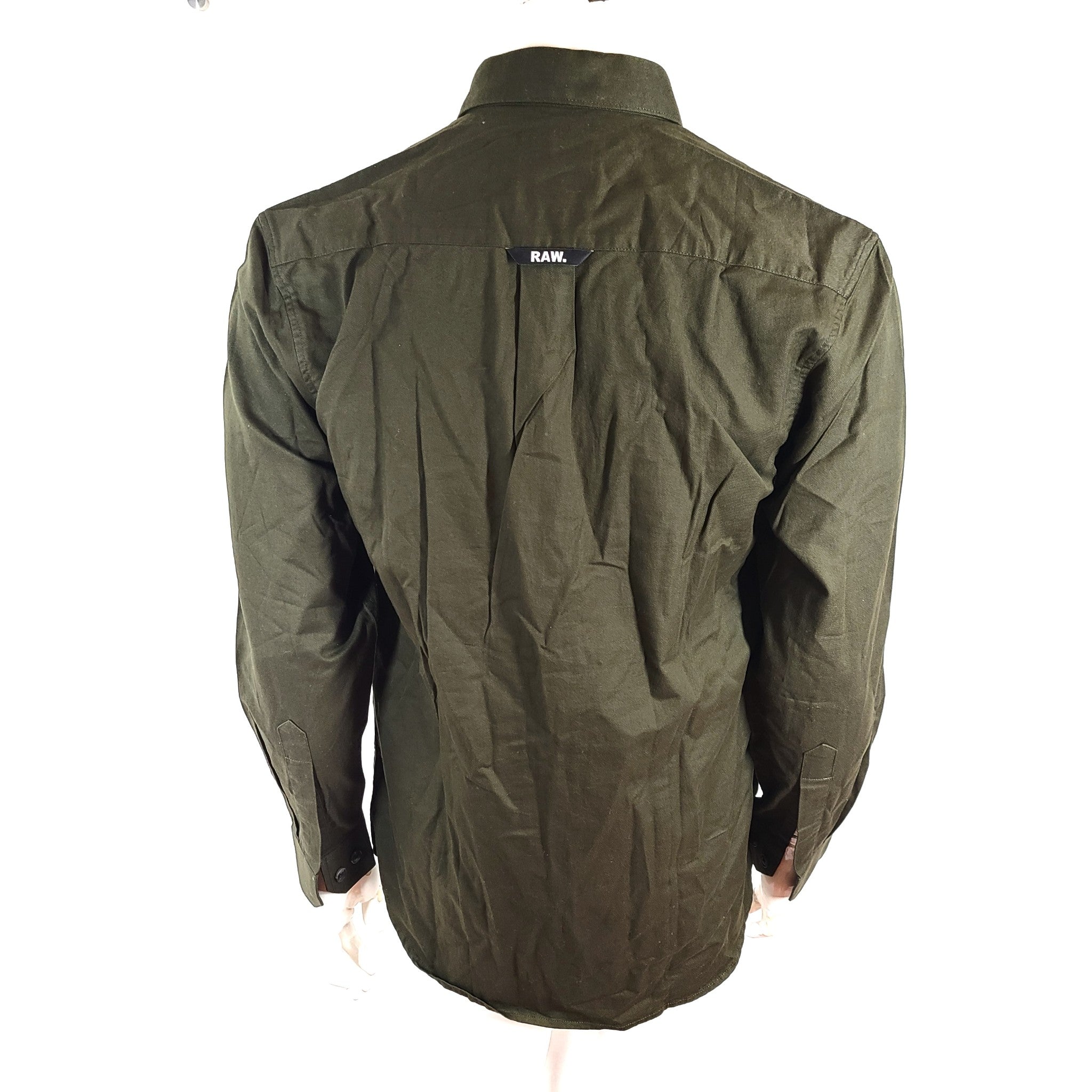 G-Star RAW Men's Marine Shirt Regular Fit Buttoned Dark Olive Green Cotton Sz XL