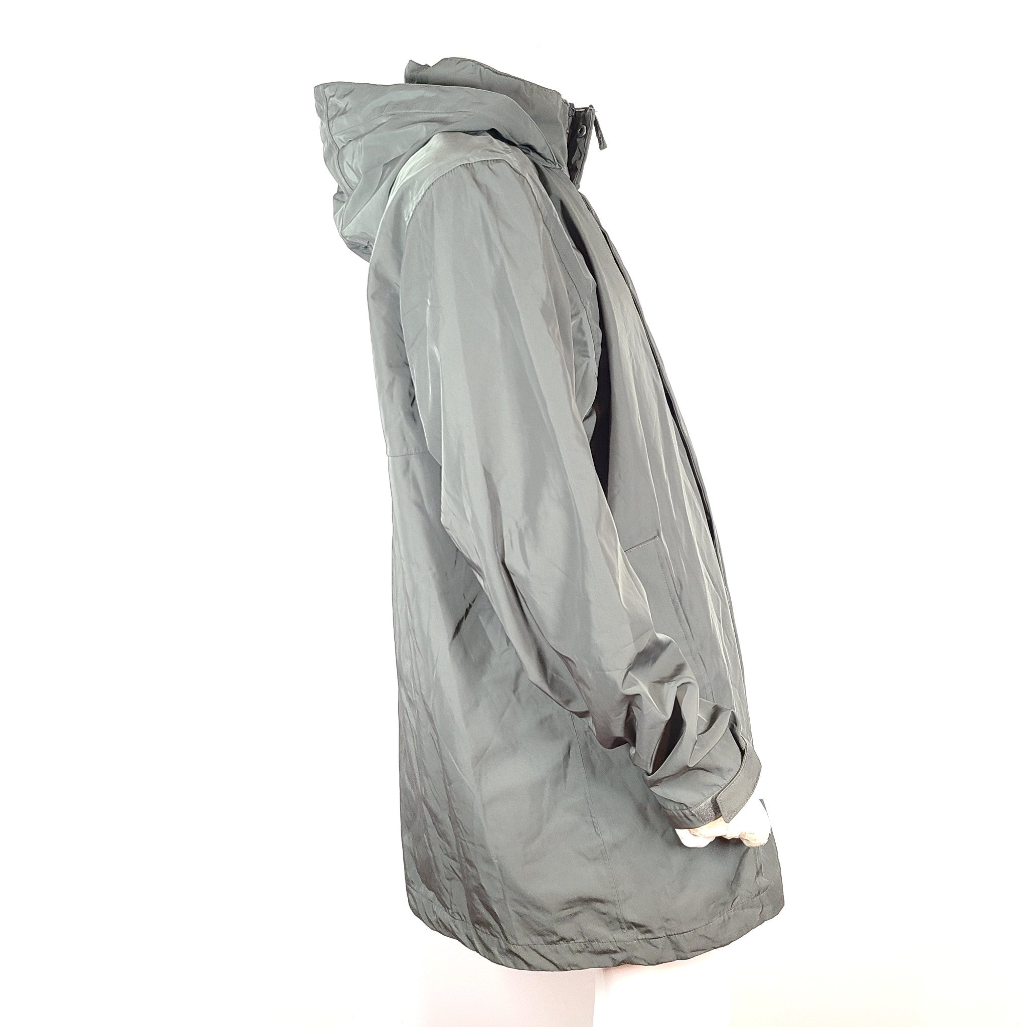 Bimini Bay Men's Mid-Length Rain Coat Jacket Windbreaker Packable Hood Green XL