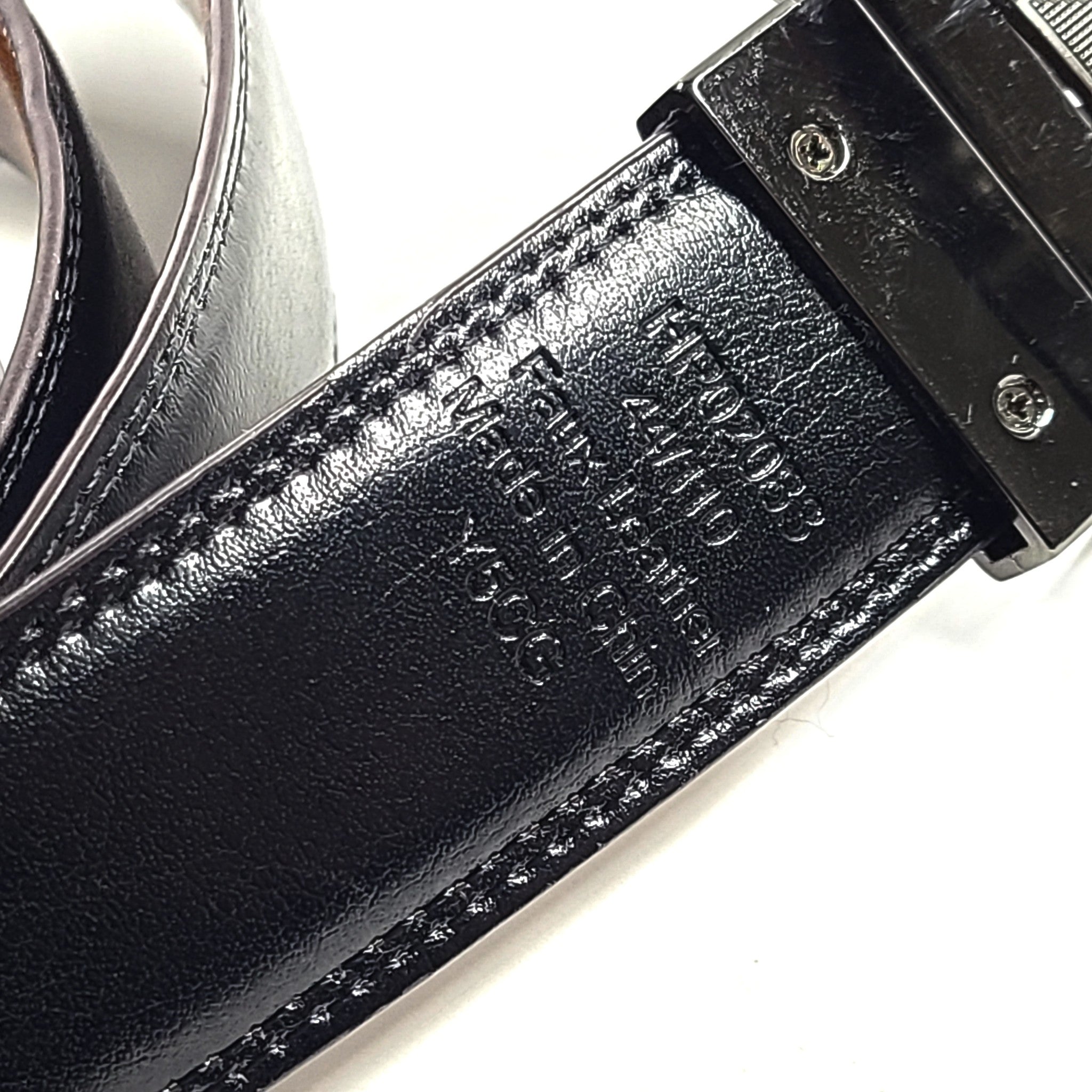 Perry Ellis Portfolio Double Stitched Leather Reversible Belt Brown Black Sz 44