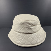 Aldo Women's Bromo Bucket Hat Faux Leather Quilted Ice White One Size