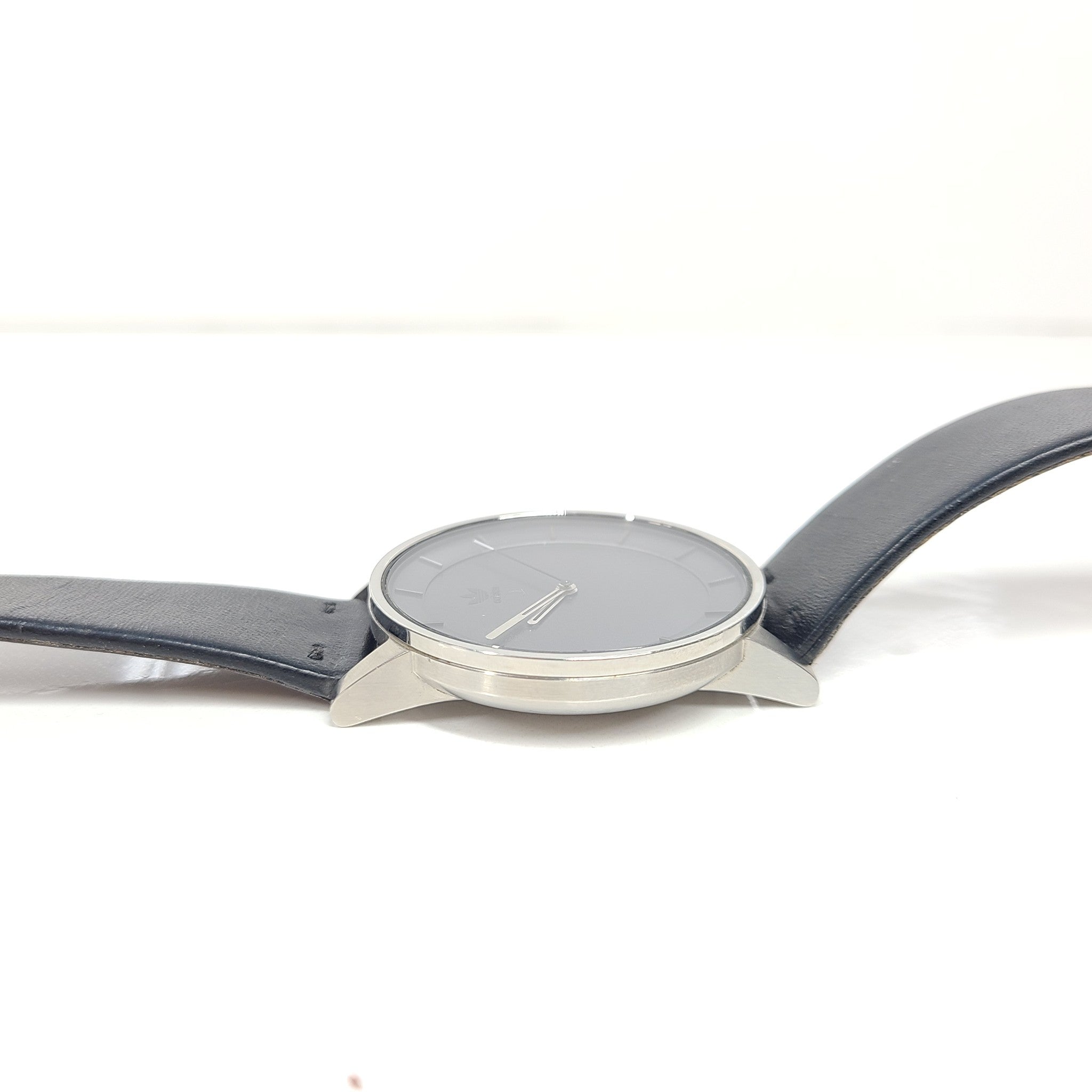 Adidas Men's District L1 Watch Gray Dial Black Leather Band Stainless Steel
