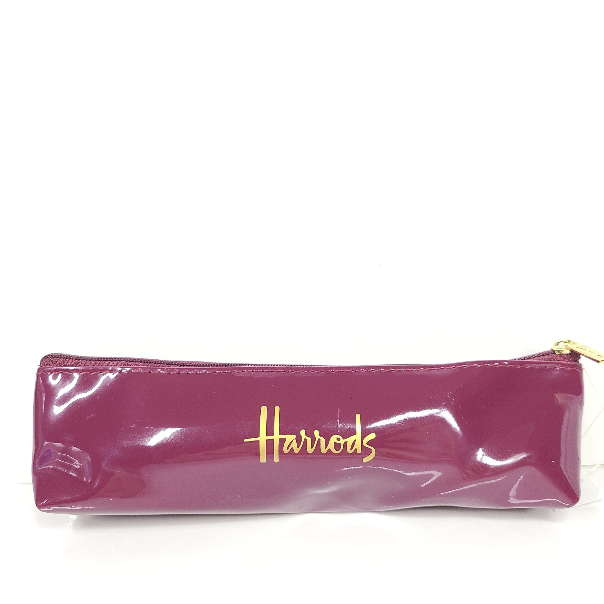 Harrods Logo Pencil Case Patent Burgundy Red