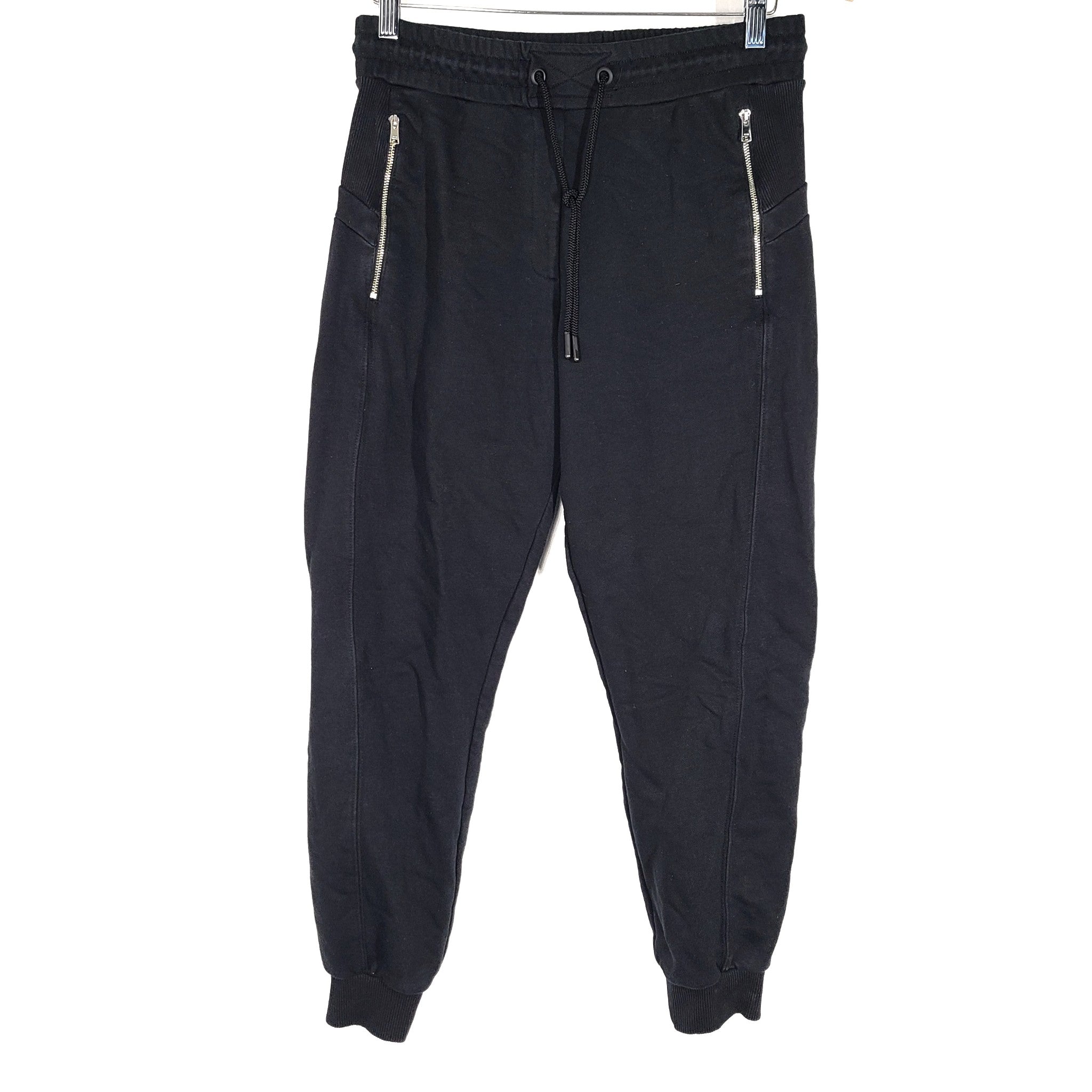 Reiss Women's Salma Jersey Joggers Track Pants Drawcord Black Sz XS