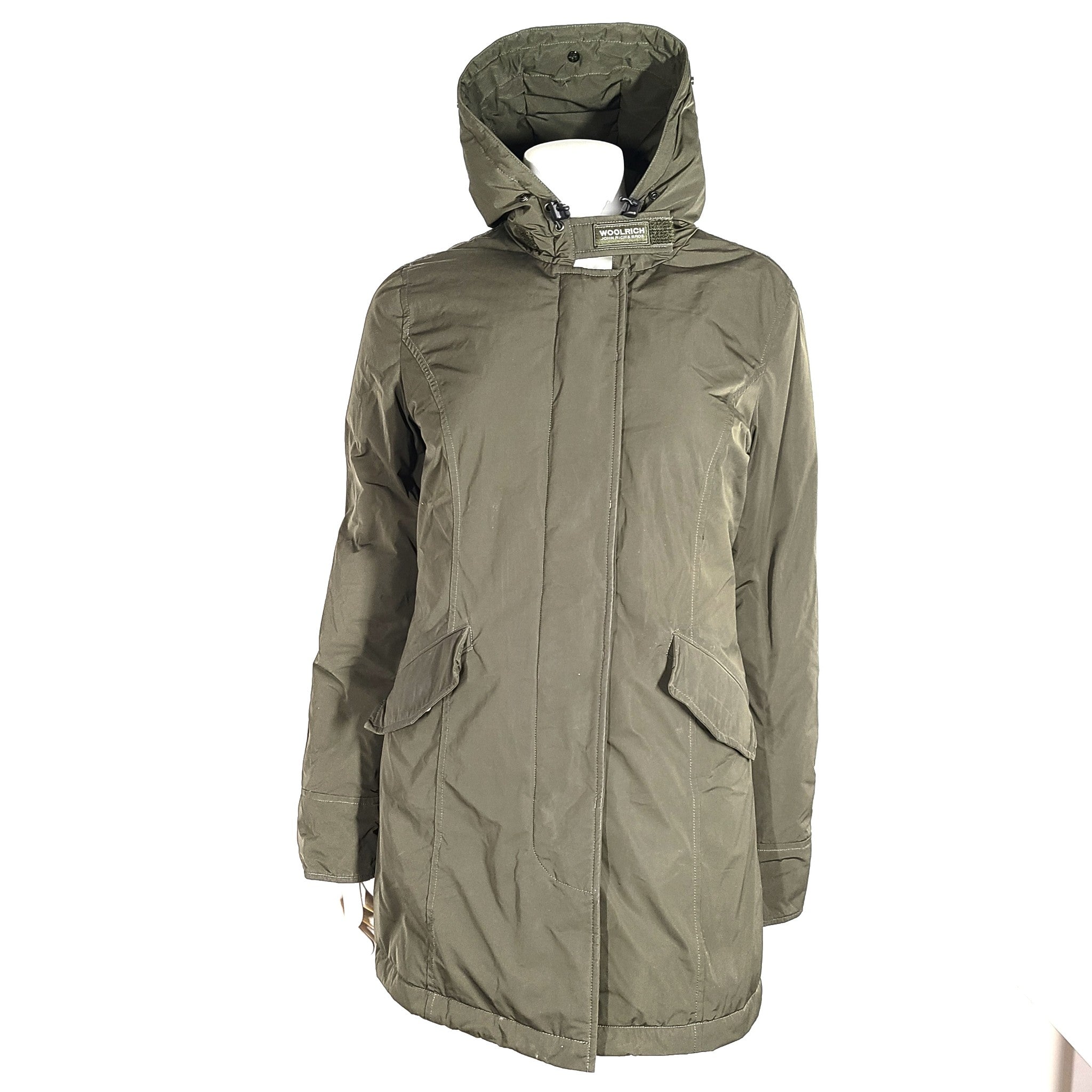 Woolrich Women's Arctic Down Parka in Urban Touch Dark Olive Green Sz M - NO FUR