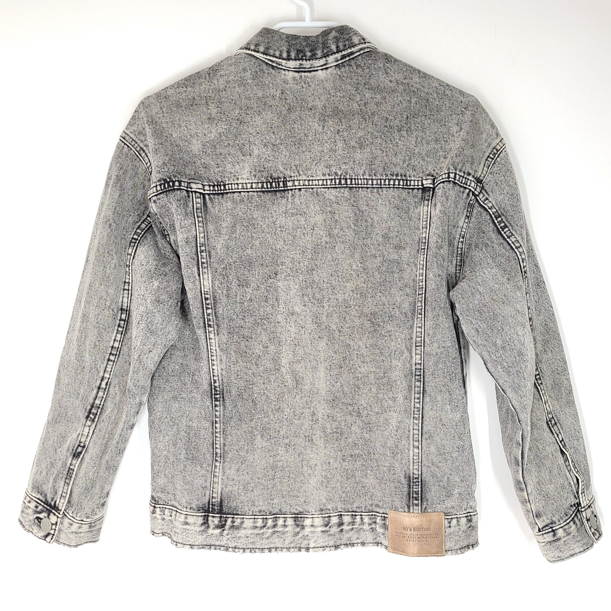Zara Kids Denim Jacket 80s Edition Button Down 100% Cotton Pockets Gray Sz 11-12