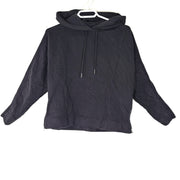 Reiss Women's Arden Loungewear Cropped Hoodie With Side Zip Detail Black Sz S
