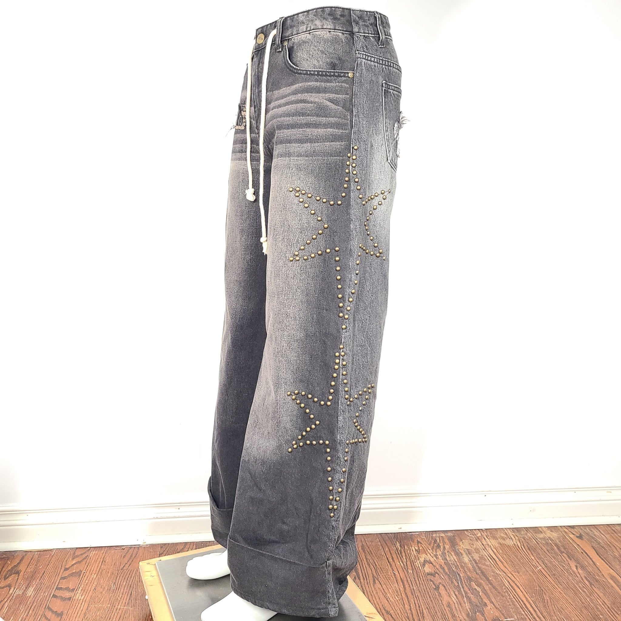 Purgatory Men's Star Raver Denim In Mud Loose Fit Jeans Distressed Black Sz 32
