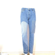Gallery Dept Kelly 5001 Denim Jeans Straight Contrast Patches Blue 34 x 32