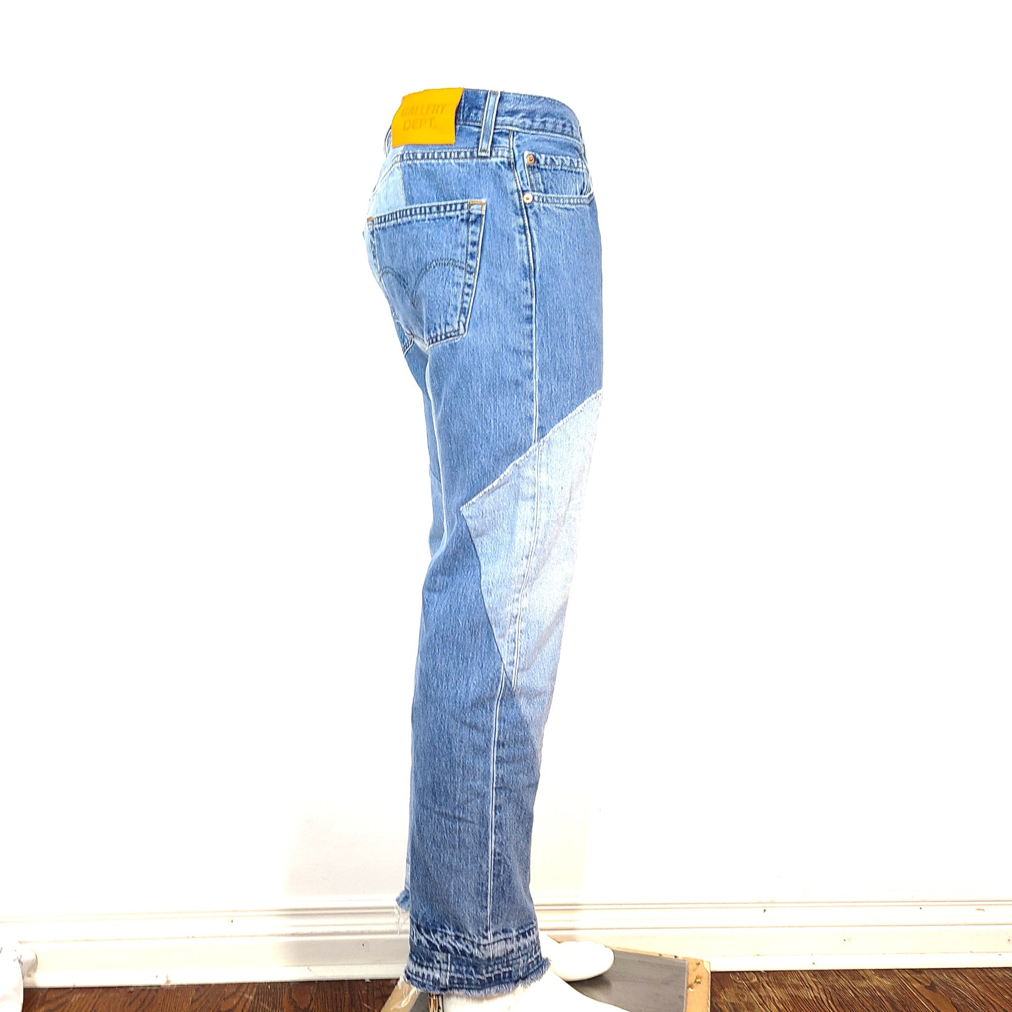 Gallery Dept Kelly 5001 Denim Jeans Straight Contrast Patches Blue 34 x 32