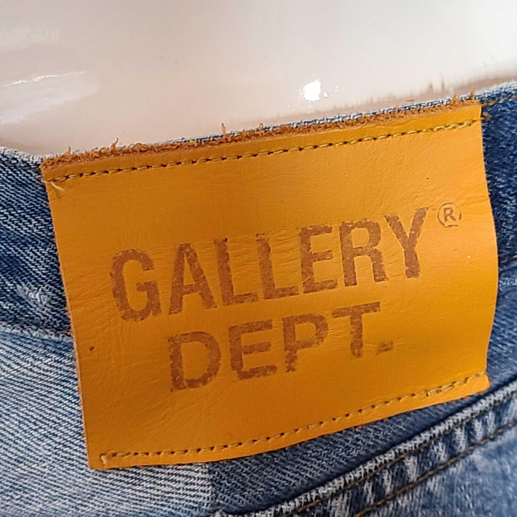 Gallery Dept Kelly 5001 Denim Jeans Straight Contrast Patches Blue 34 x 32
