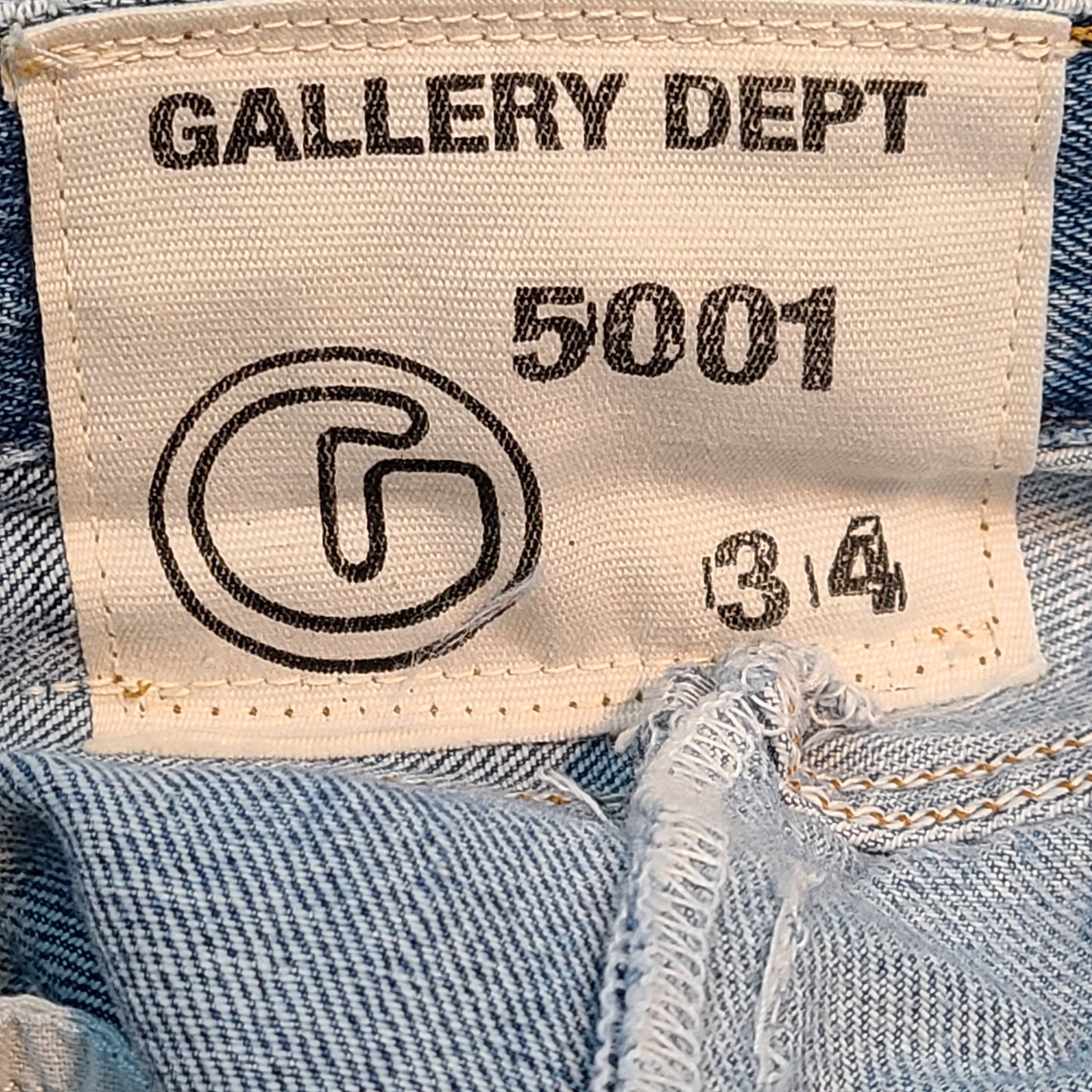 Gallery Dept Kelly 5001 Denim Jeans Straight Contrast Patches Blue 34 x 32