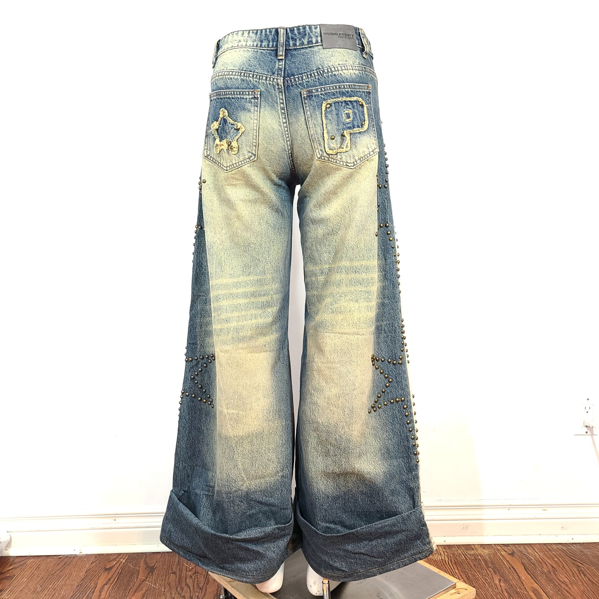 Purgatory Men's Star Raver Denim In Ice Jeans Loose Fit Distressed Blue Sz 32