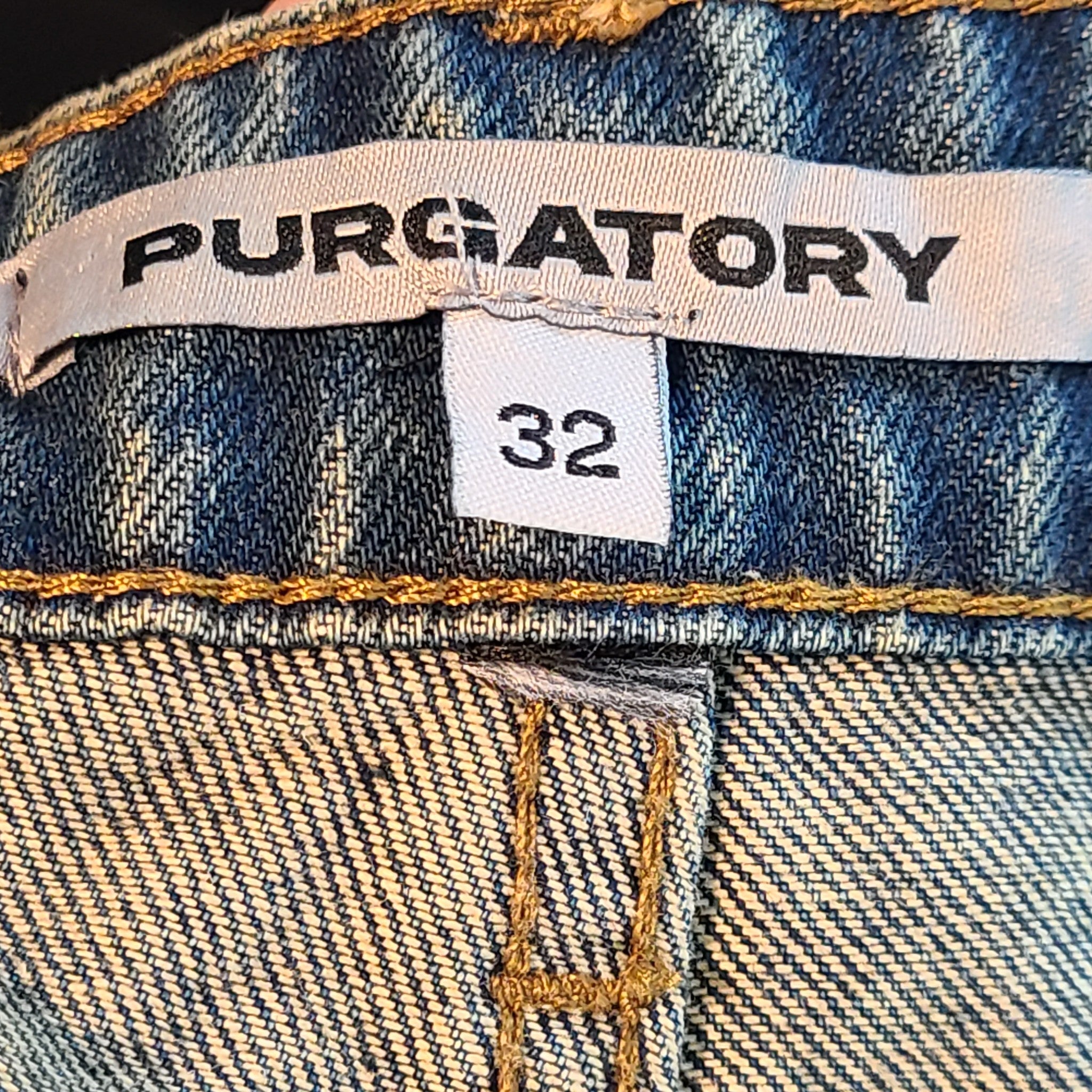Purgatory Men's Star Raver Denim In Ice Jeans Loose Fit Distressed Blue Sz 32