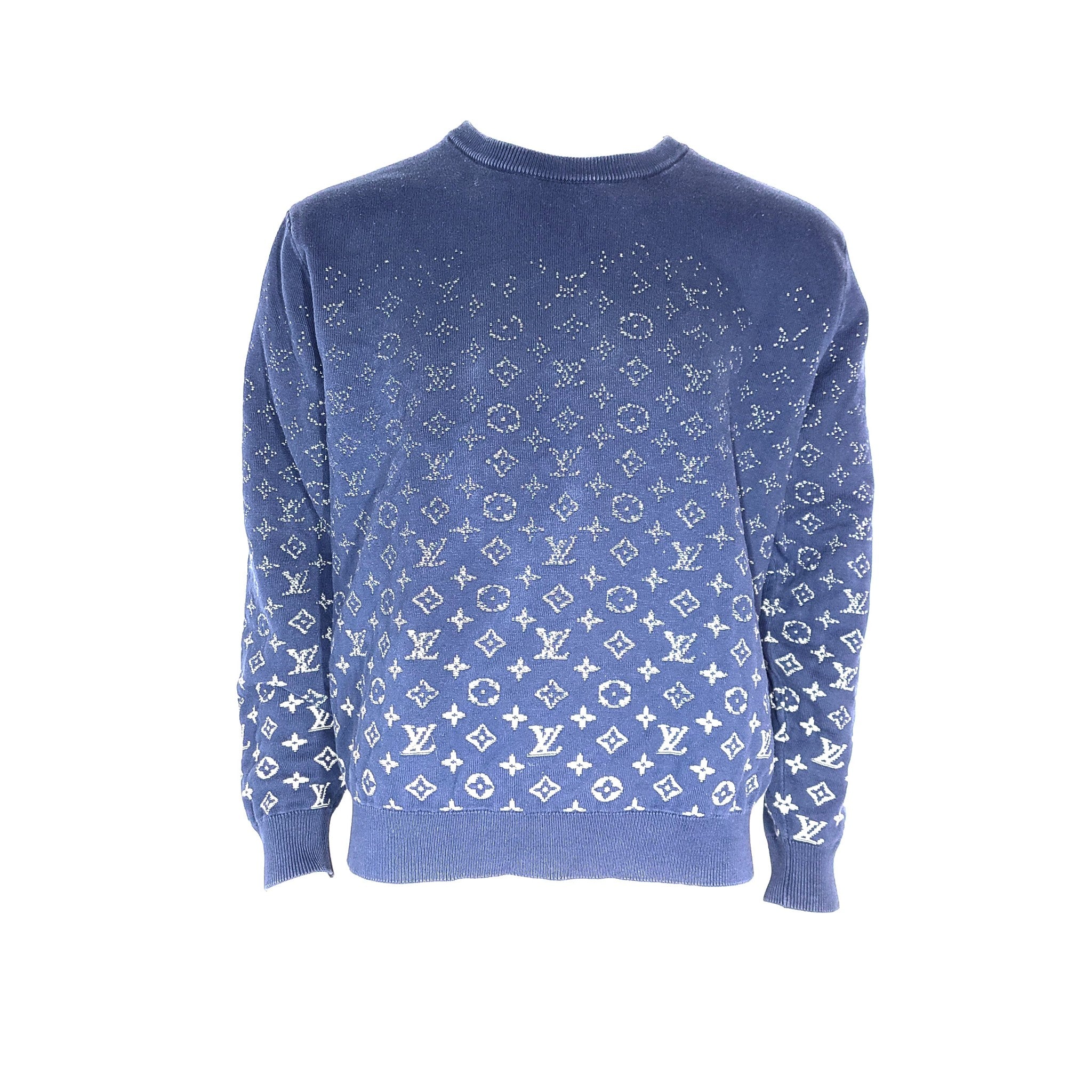 Auth Louis Vuitton Monogram Gradient Cotton Sweater Crewneck Knit HKN44W Blue