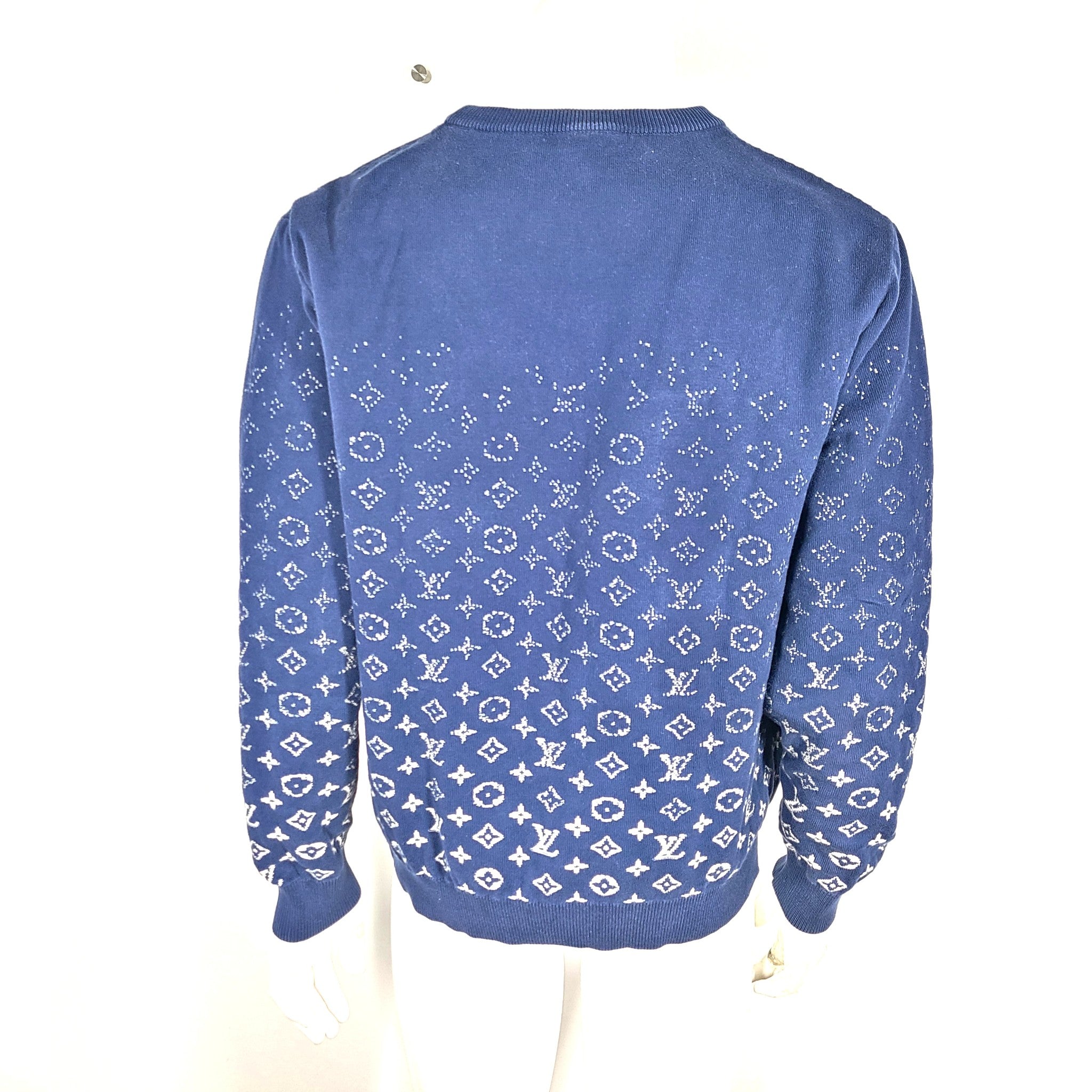 Auth Louis Vuitton Monogram Gradient Cotton Sweater Crewneck Knit HKN44W Blue