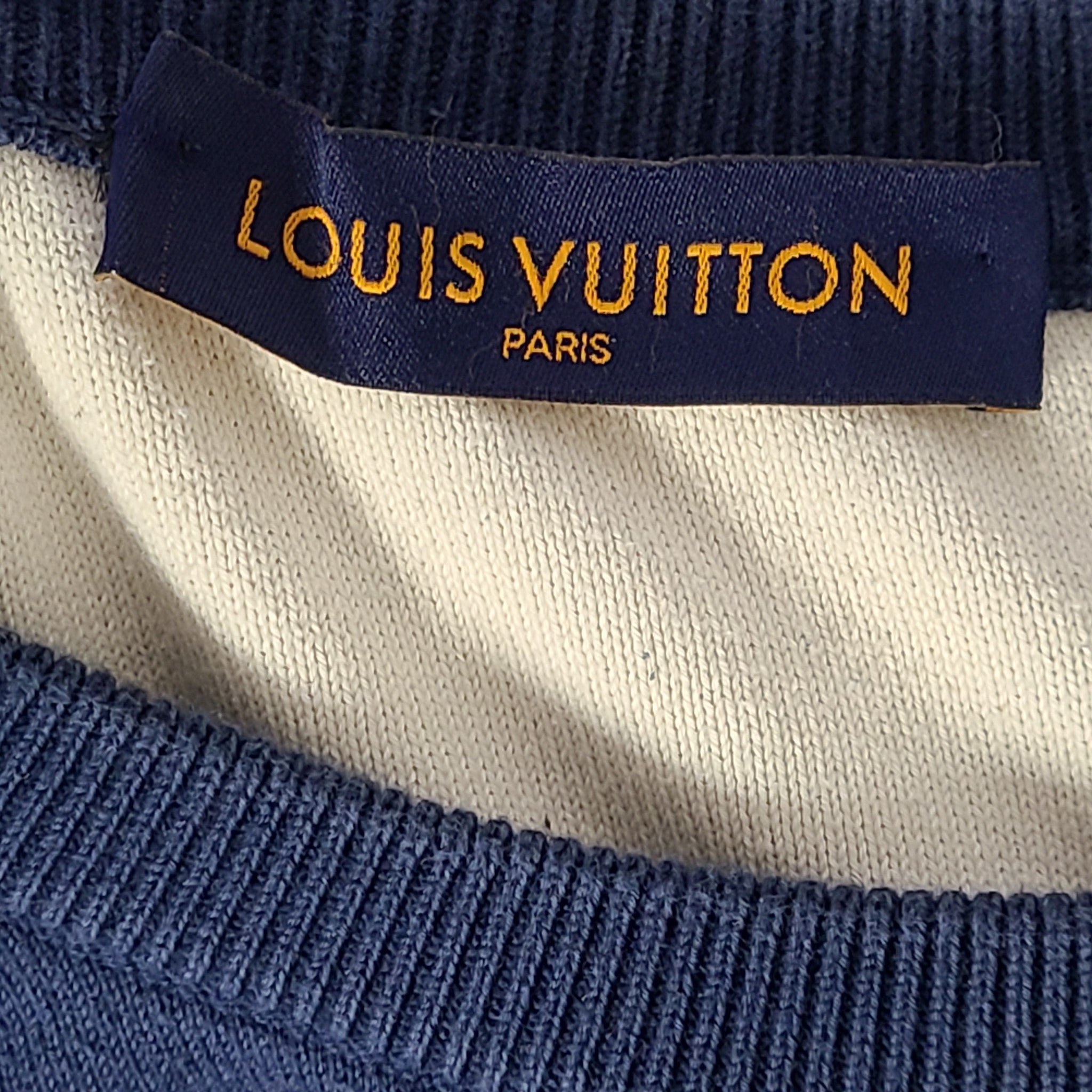 Auth Louis Vuitton Monogram Gradient Cotton Sweater Crewneck Knit HKN44W Blue