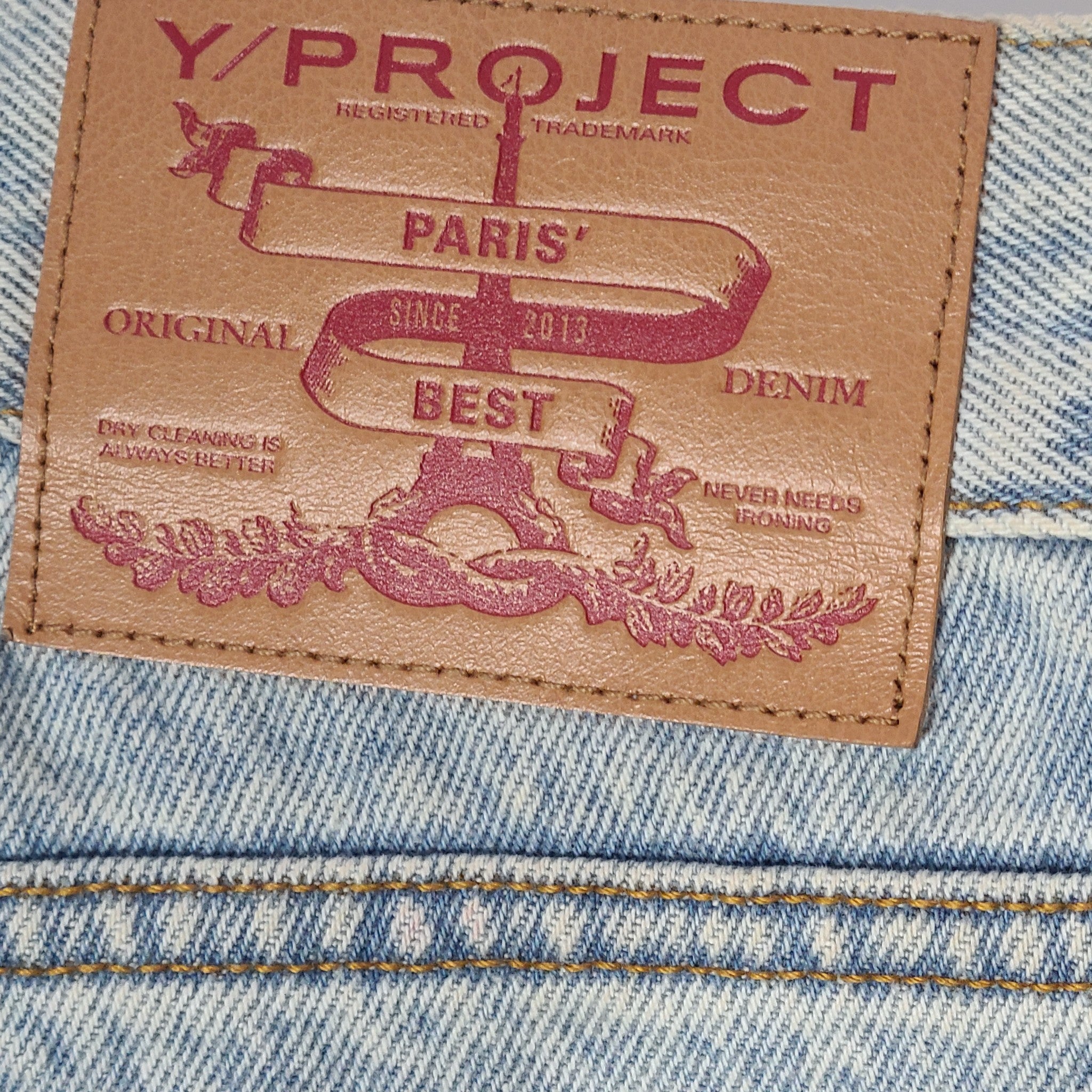 Y/Project Evergreen Unisex Denim Shorts Bermuda Wide Hem High Rise Blue Sz 31