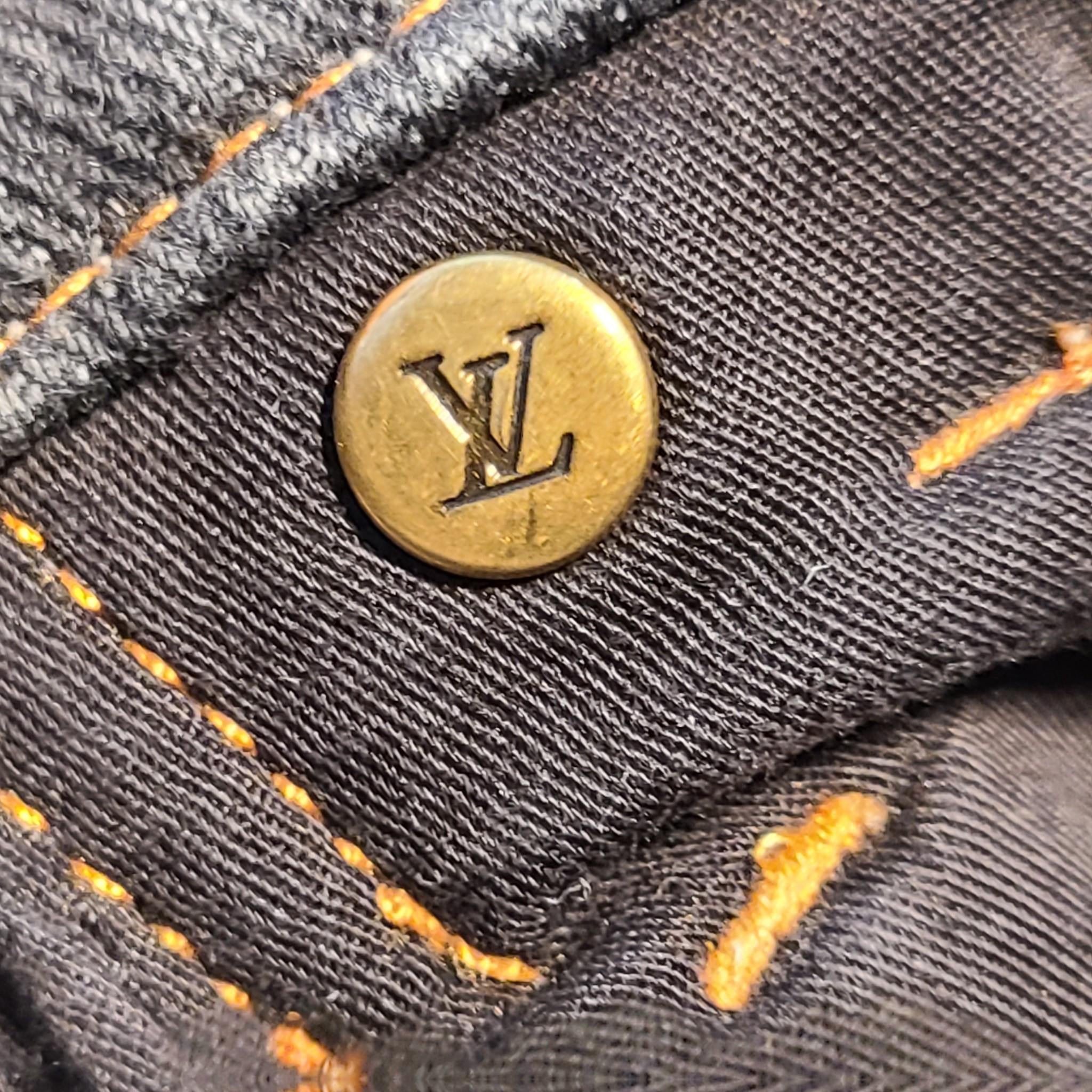 Louis Vuitton Men's Monogram Flower Denim Pants Dark Gray Sz 32