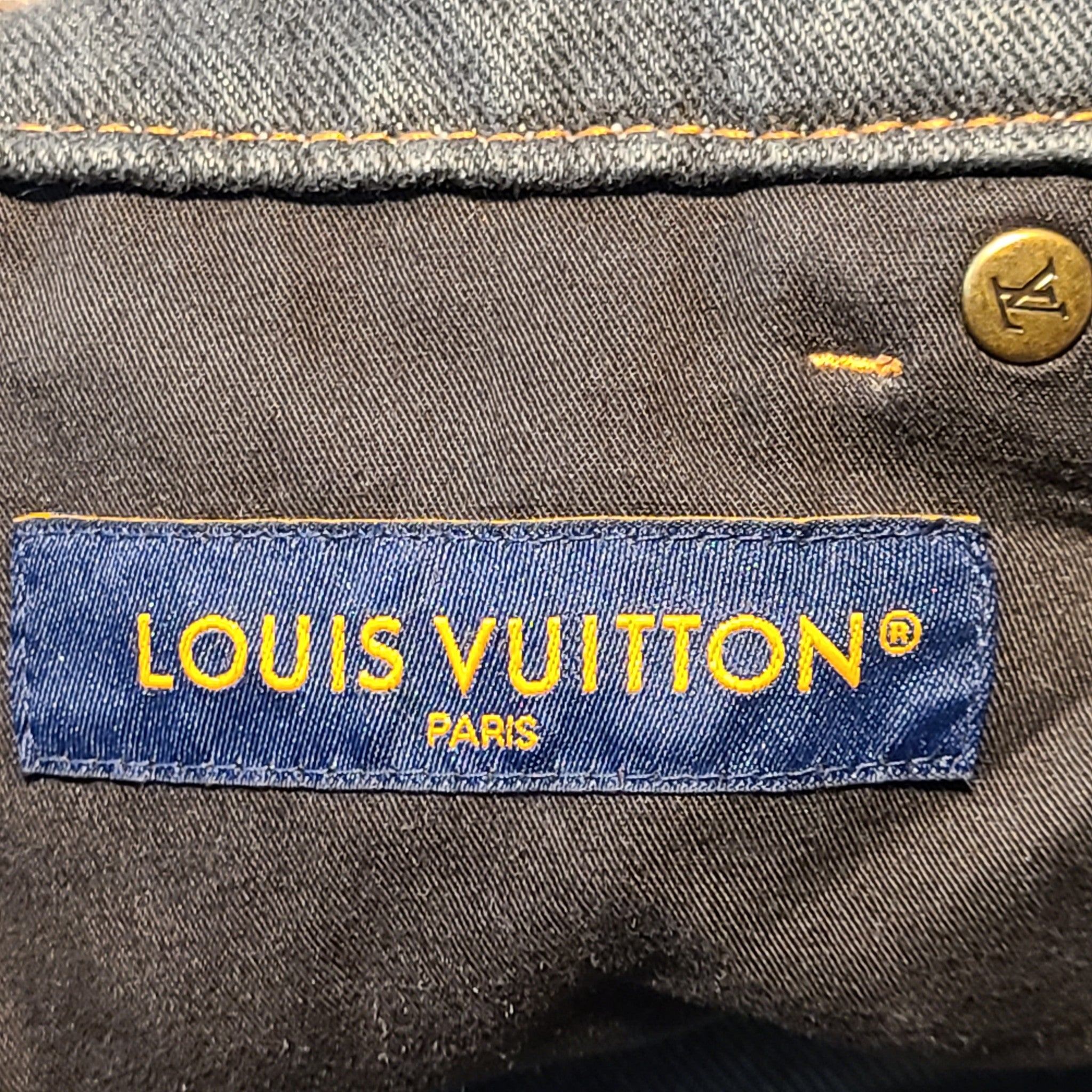 Louis Vuitton Men's Monogram Flower Denim Pants Dark Gray Sz 32