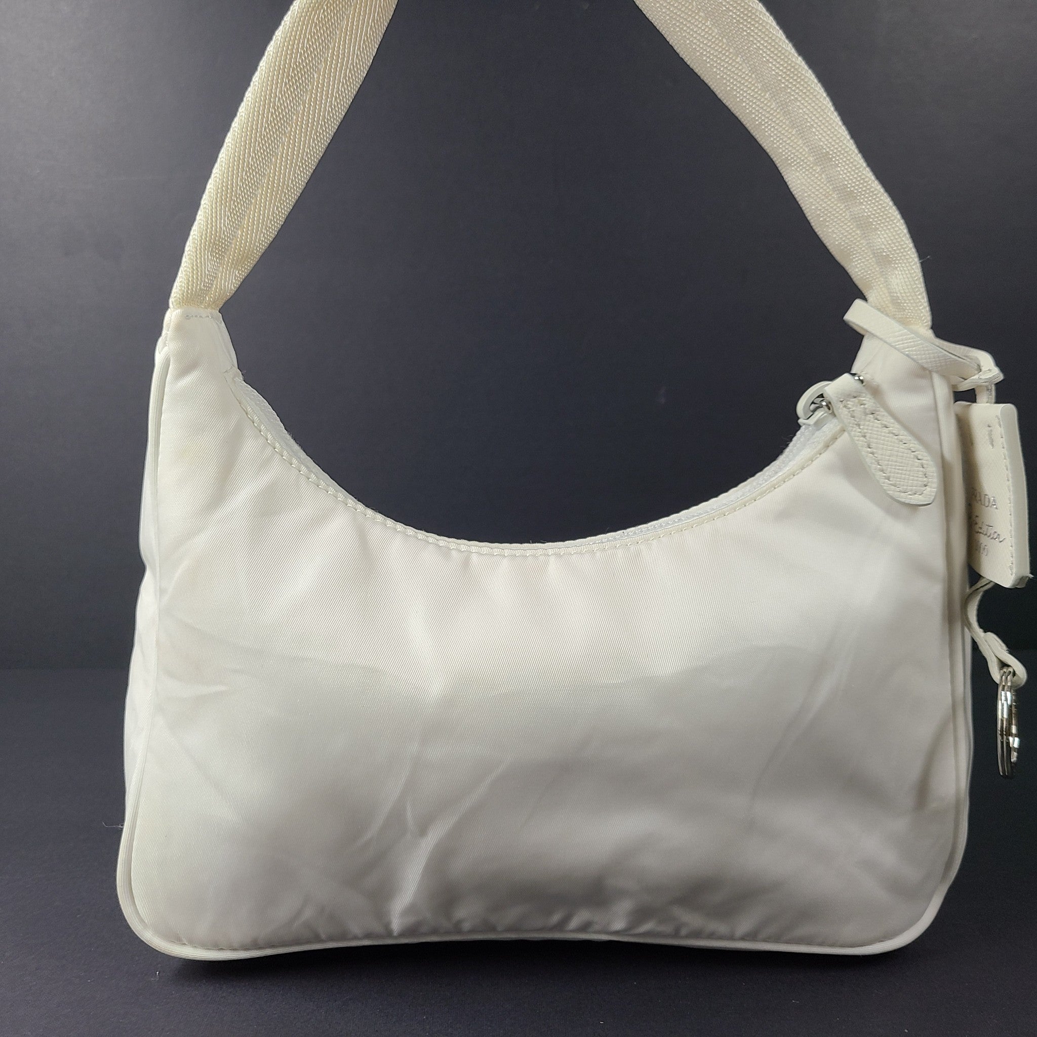 Prada Re-Edition 2000 Re-Nylon Mini Bag Shoulder Strap Top Zip Logo White