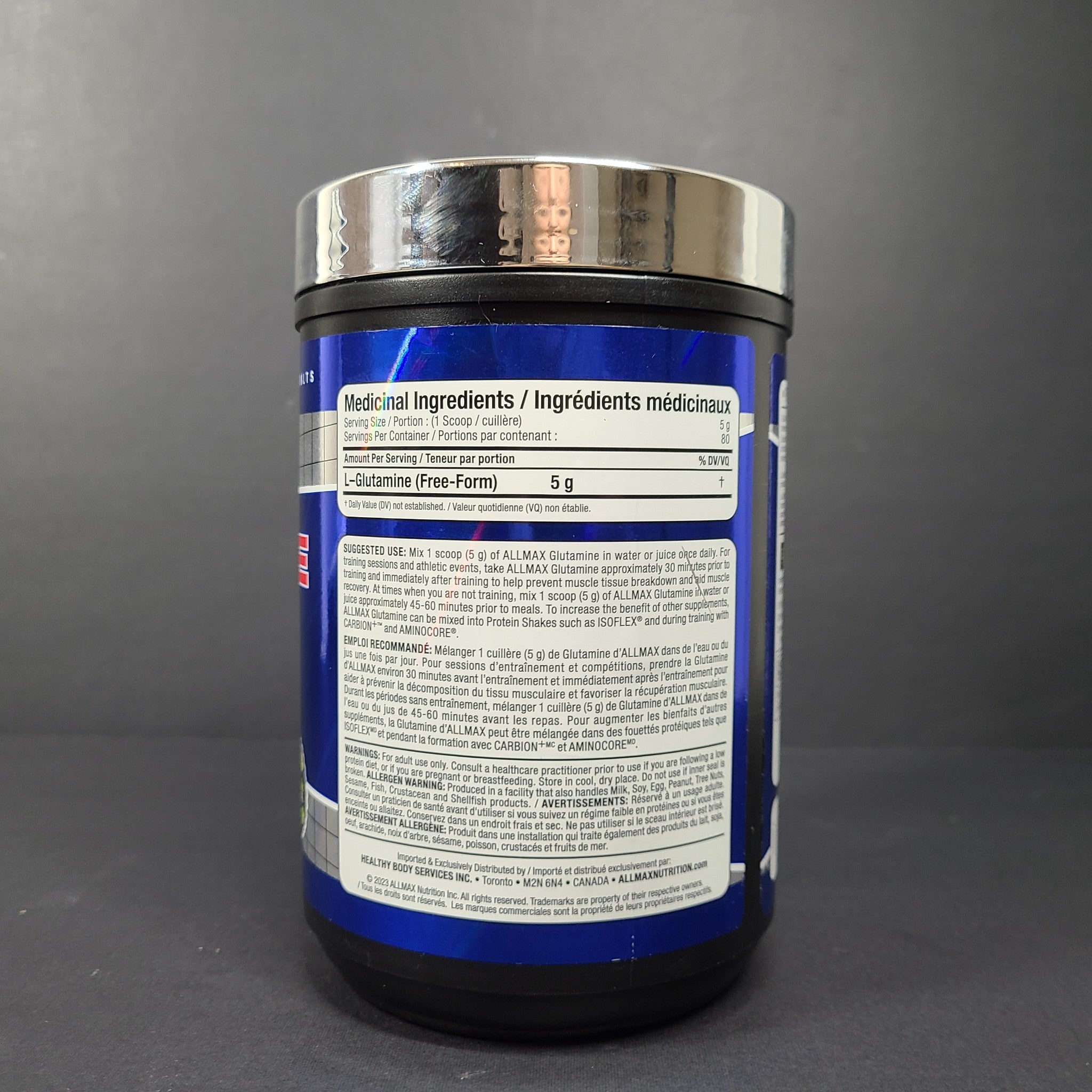 Allmax Glutamine Powder Muscle Recovery Formula Gluten Free 14oz 8/26