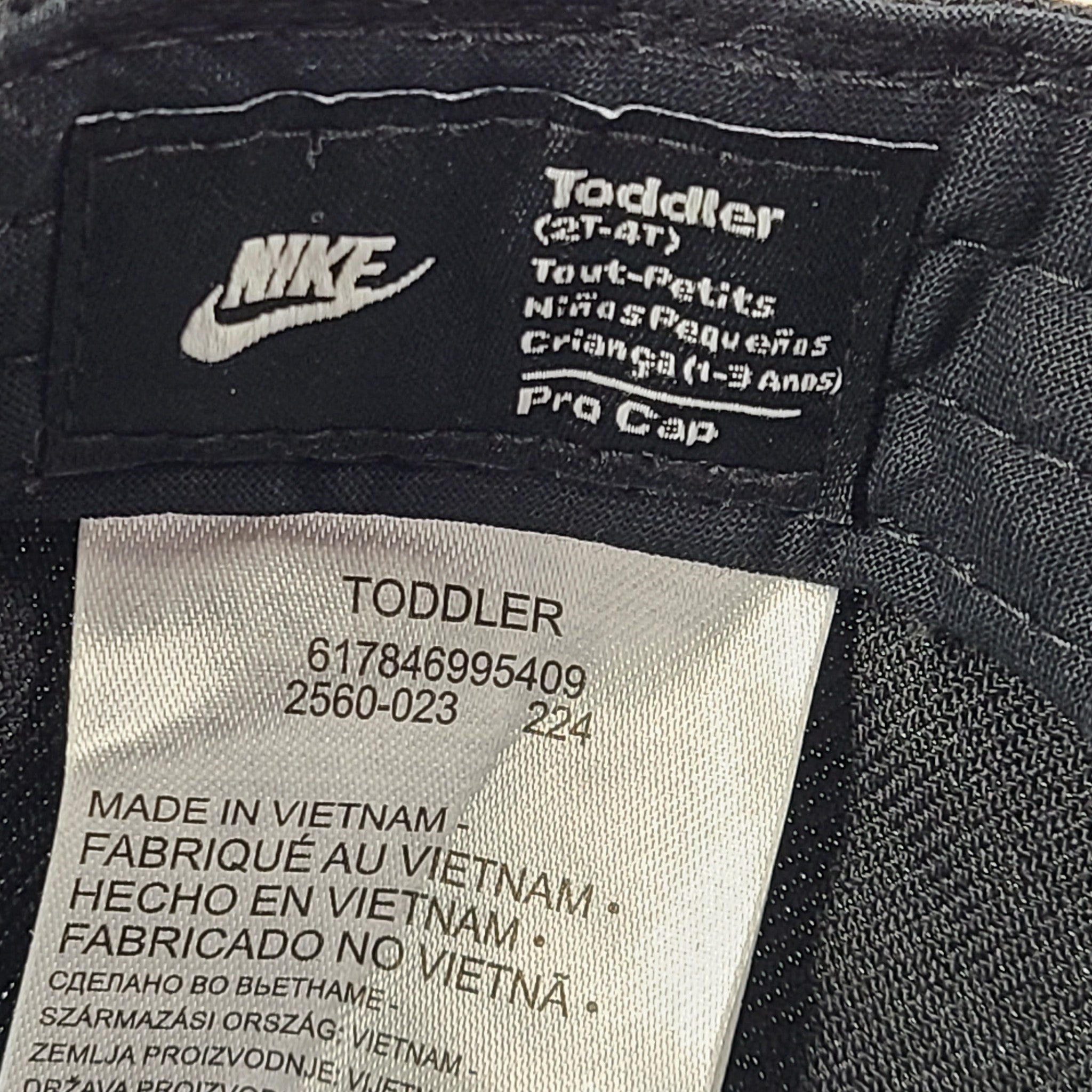 Nike Toddler Pro Adjustable Hat Baseball Cap 2560-023 Dri-Fit Black 2-4 Y