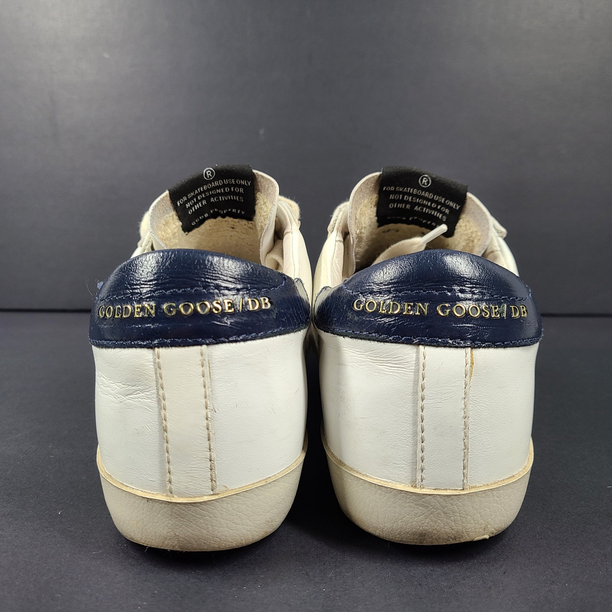 Golden Goose Women's Super-Star Sneakers with Suede Star and Blue Heel Tab Sz 6