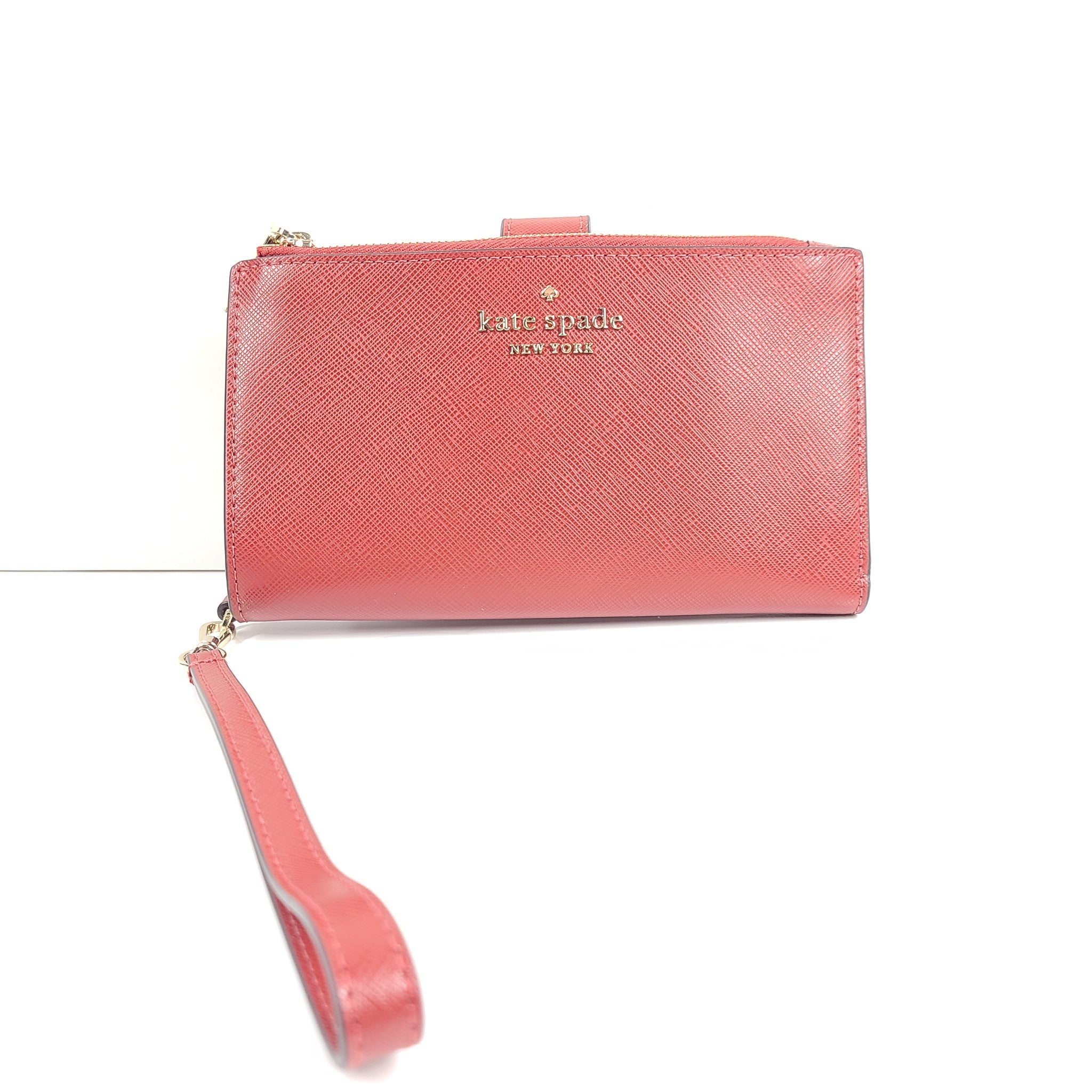 Kate Spade Staci Phone Wallet Wristlet Saffiano Leather Burgundy