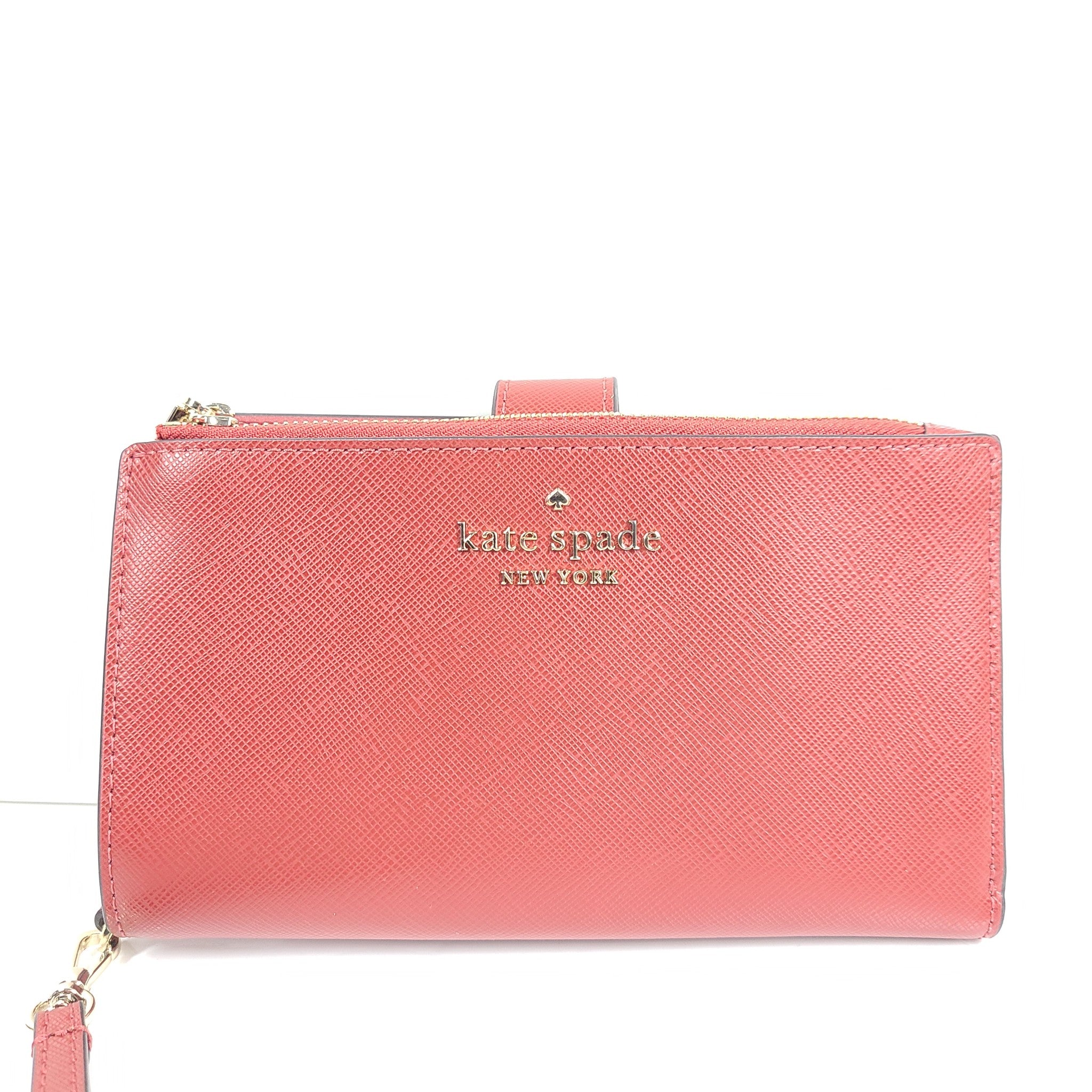 Kate Spade Staci Phone Wallet Wristlet Saffiano Leather Burgundy