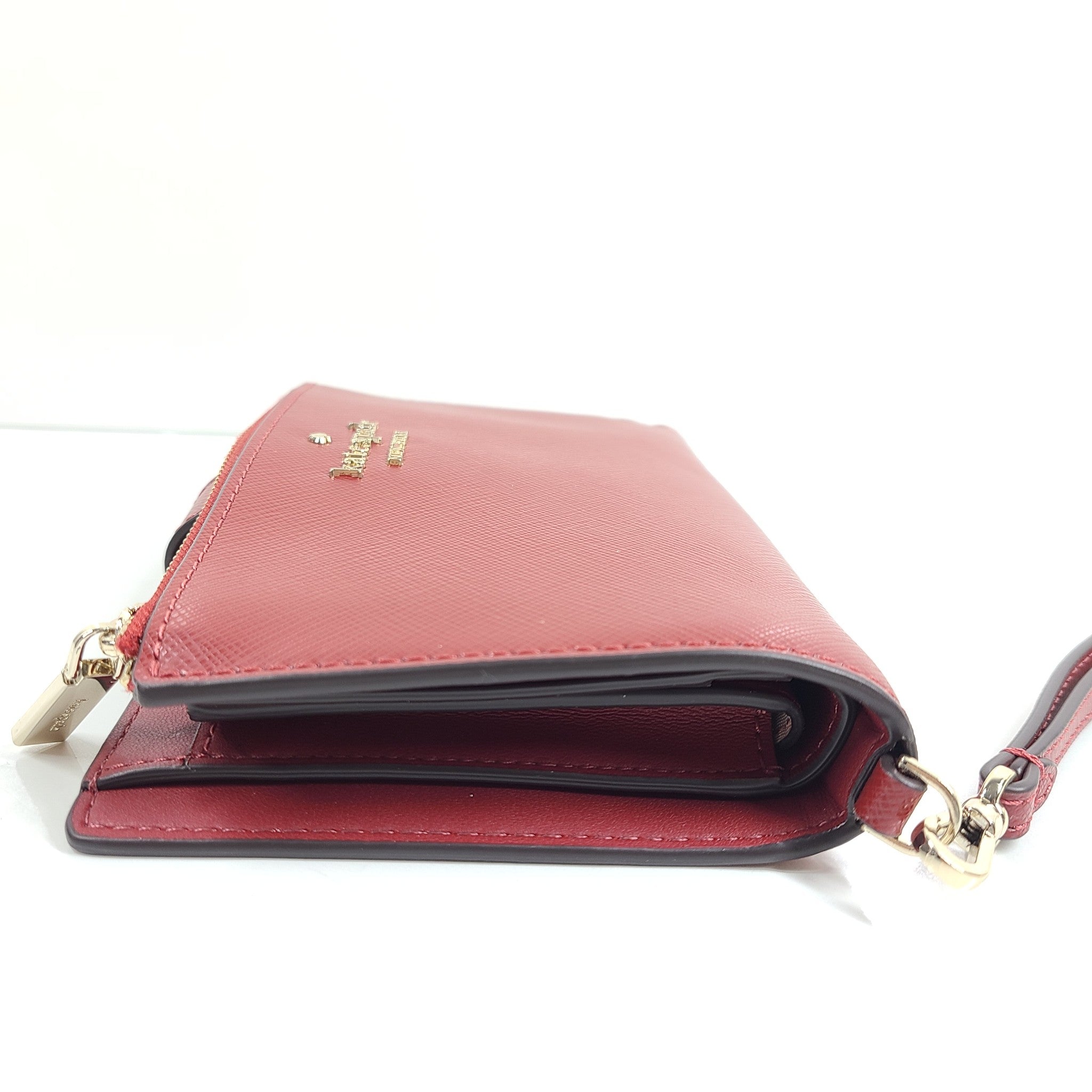 Kate Spade Staci Phone Wallet Wristlet Saffiano Leather Burgundy