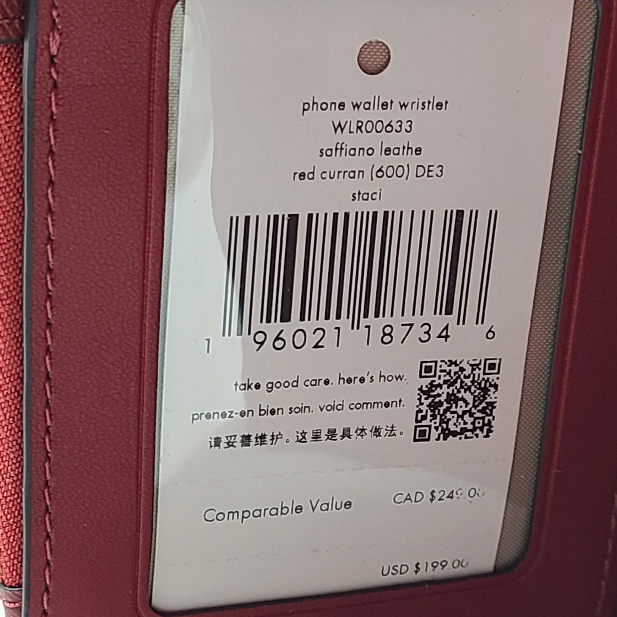 Kate Spade Staci Phone Wallet Wristlet Saffiano Leather Burgundy