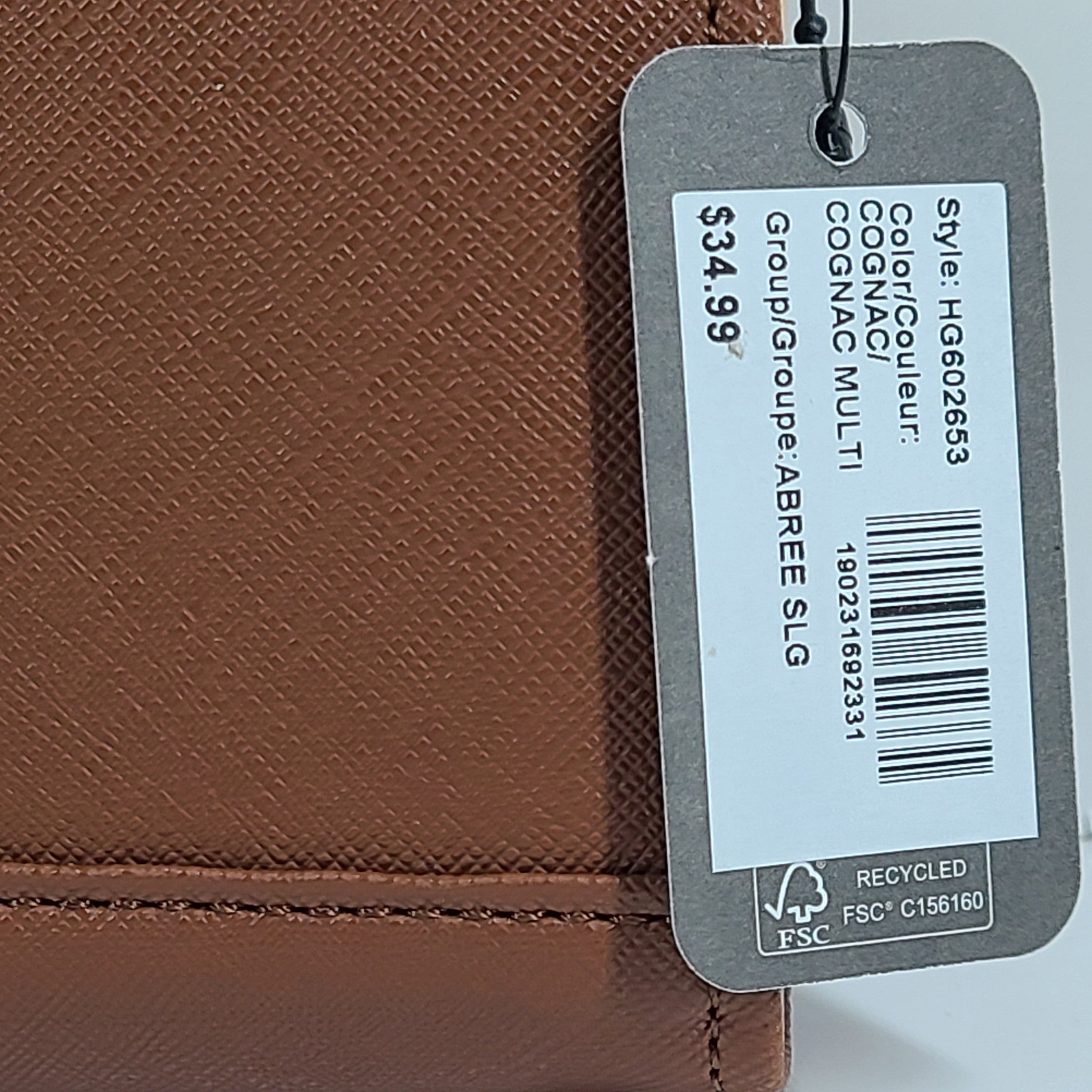 Guess Women's Abree Medium Clutch Wallet Foldable Snap Closure Cognac Saffiano