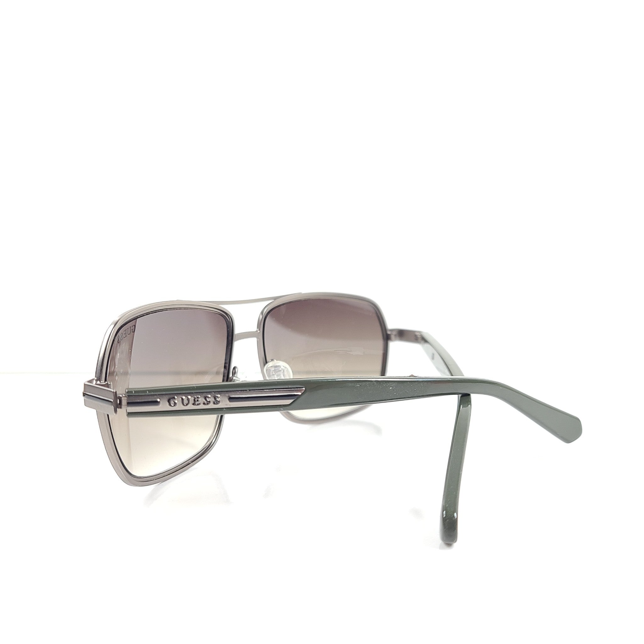 Guess Men's Gunmetal Square Sunglasses GF5035 61-15 135 Full Rim Green Lens