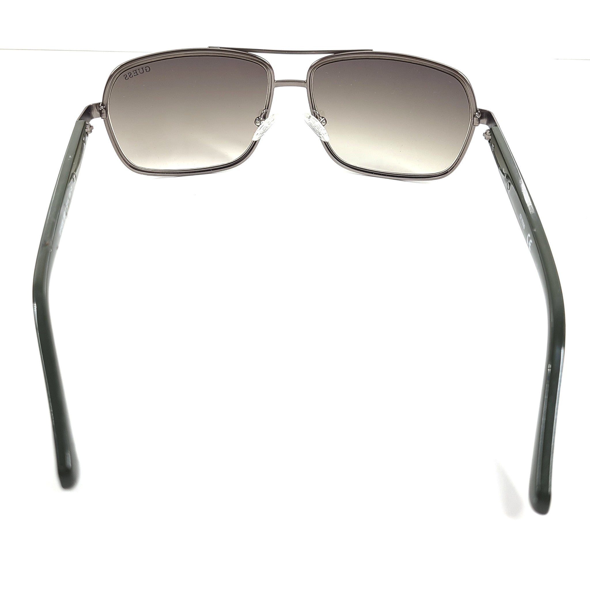 Guess Men's Gunmetal Square Sunglasses GF5035 61-15 135 Full Rim Green Lens