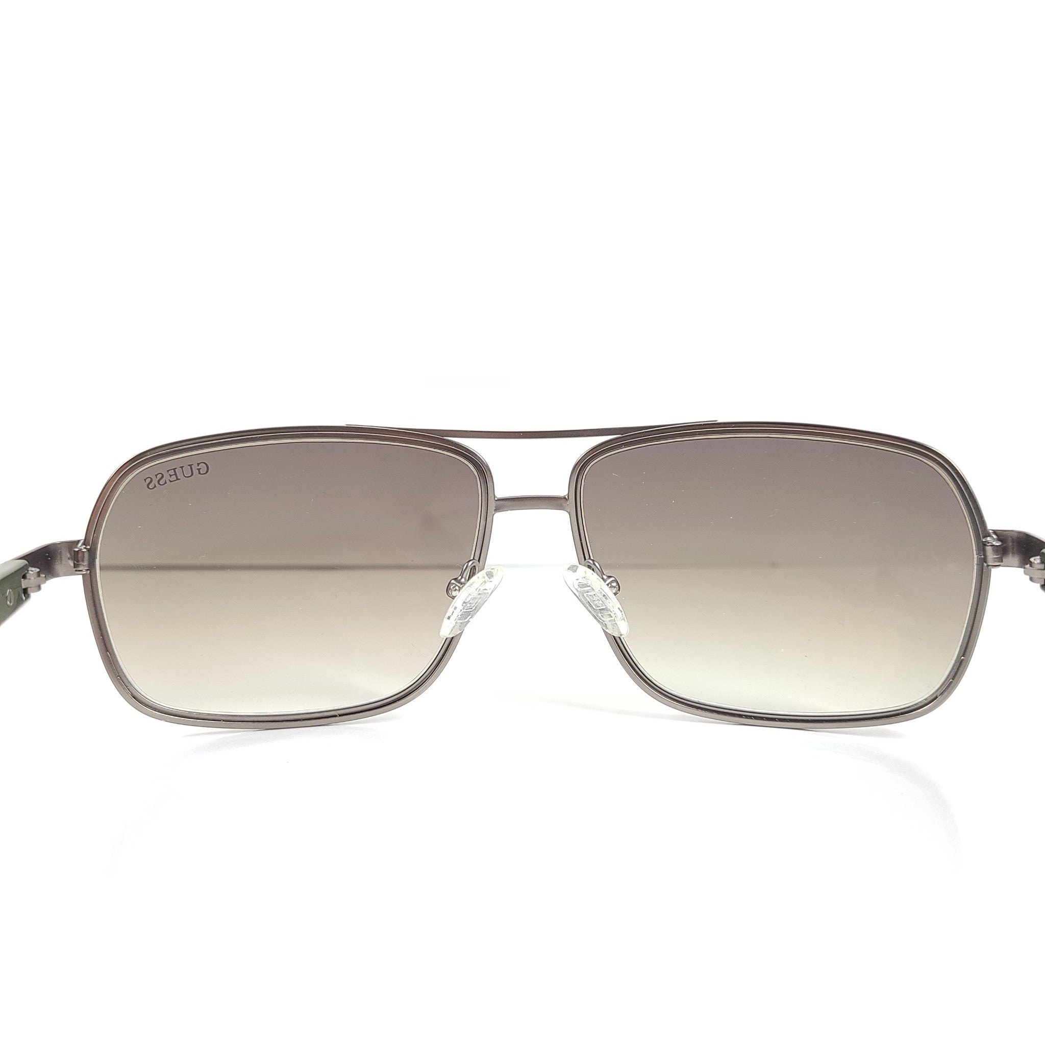 Guess Men's Gunmetal Square Sunglasses GF5035 61-15 135 Full Rim Green Lens