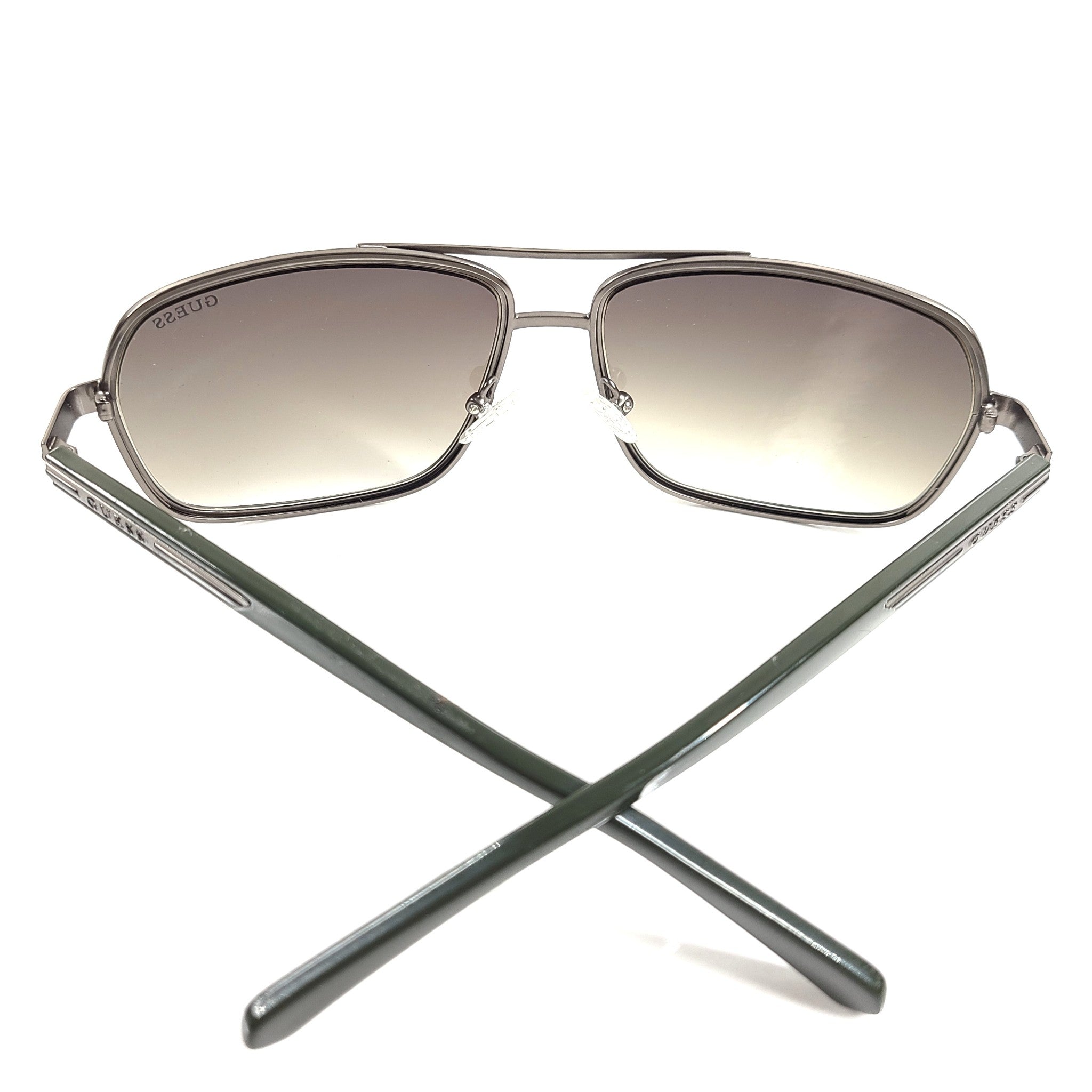 Guess Men's Gunmetal Square Sunglasses GF5035 61-15 135 Full Rim Green Lens