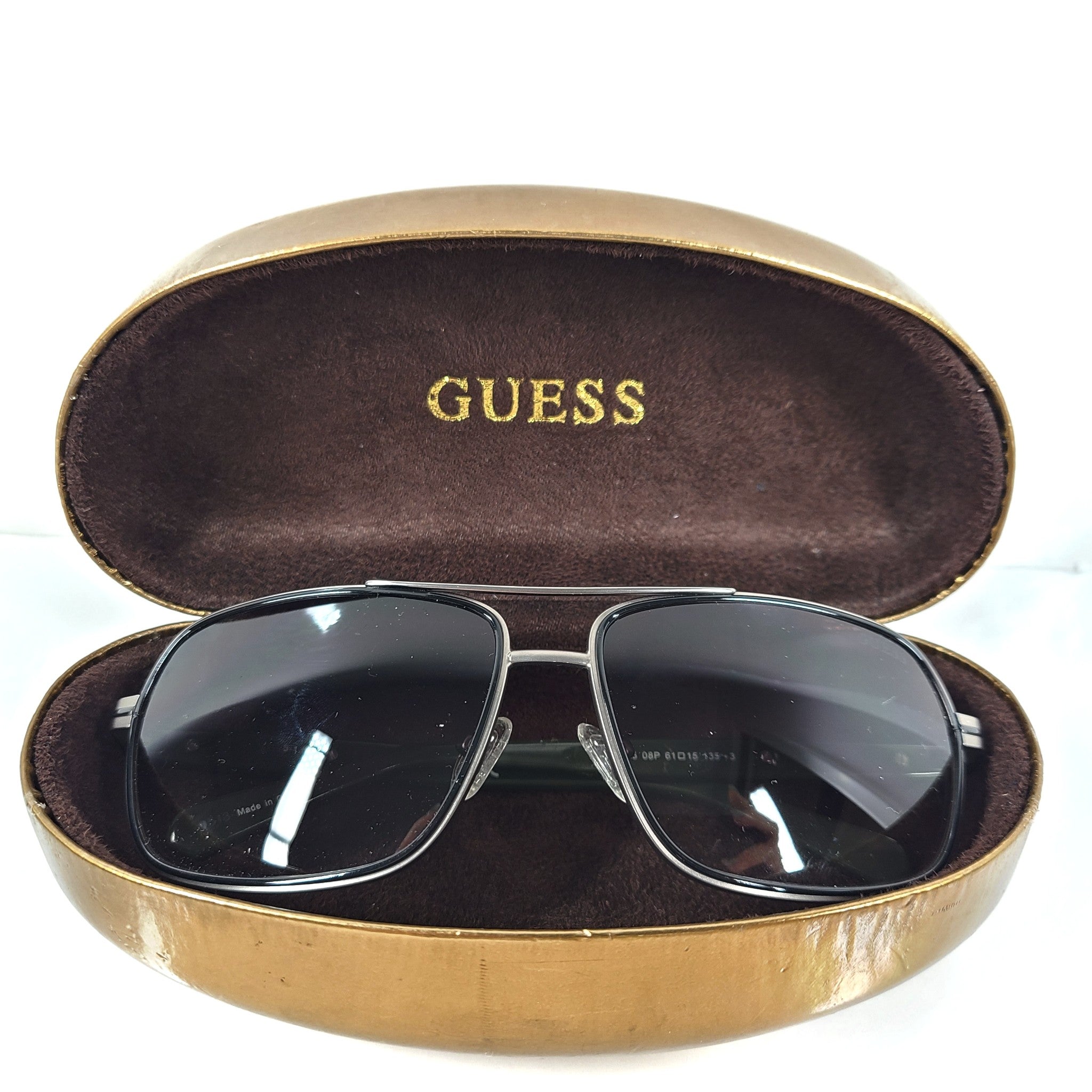 Guess Men's Gunmetal Square Sunglasses GF5035 61-15 135 Full Rim Green Lens