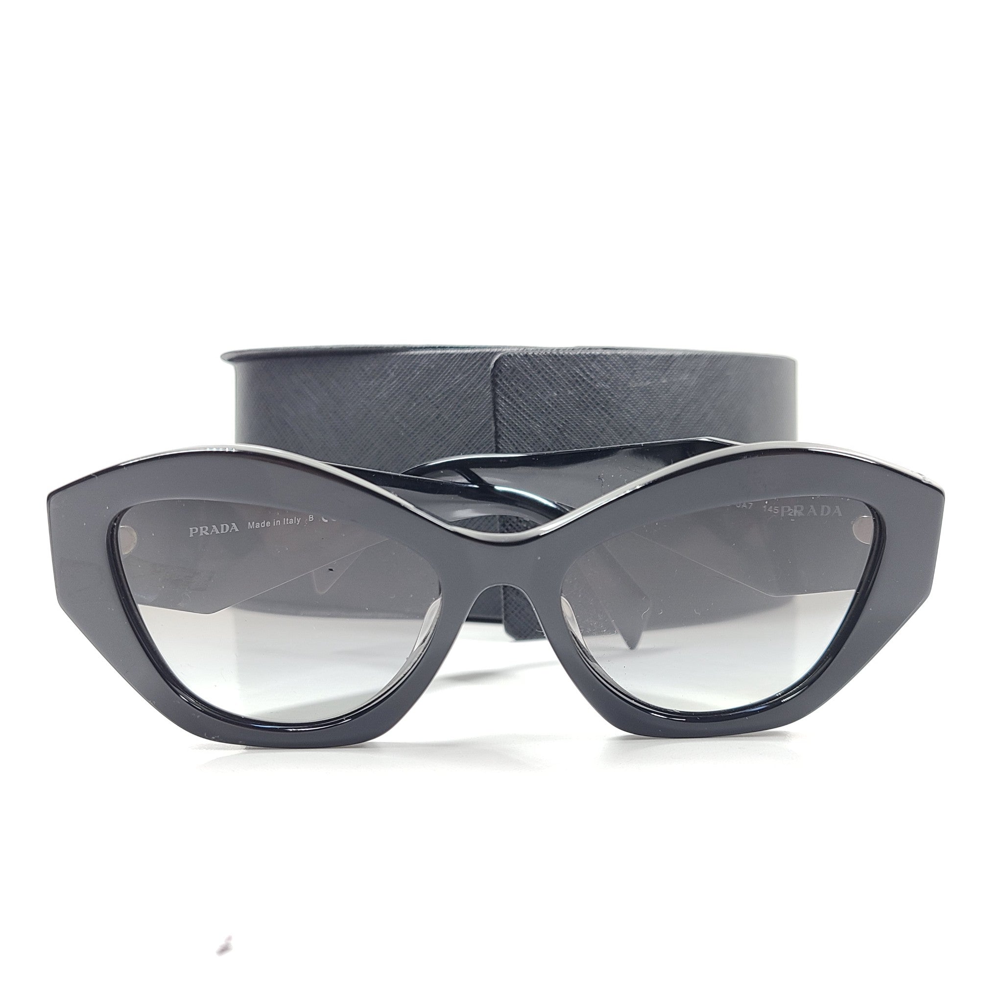 Prada PR 07YSF Sunglasses 55-18 145 Black Gradient Gray Lens